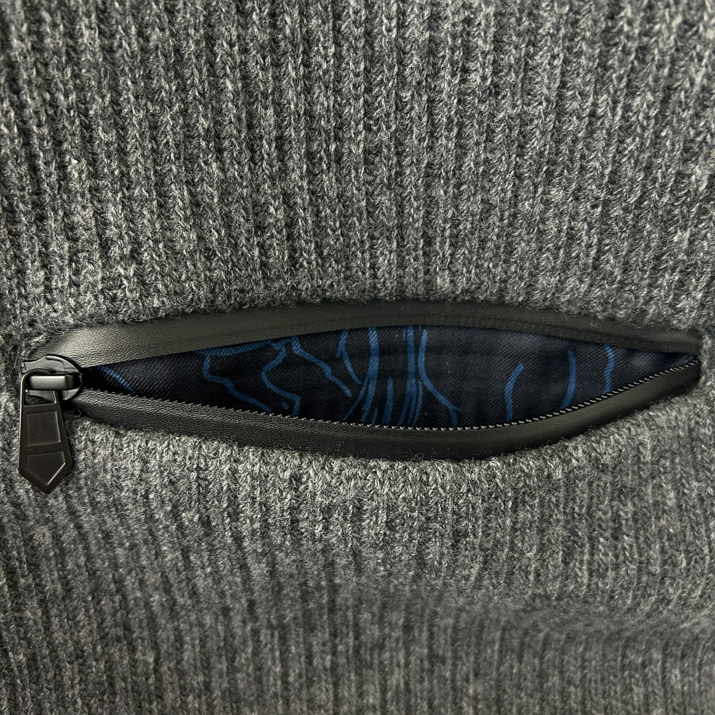 Grey Wool/Cashmere Scarf w/Zipper Detail