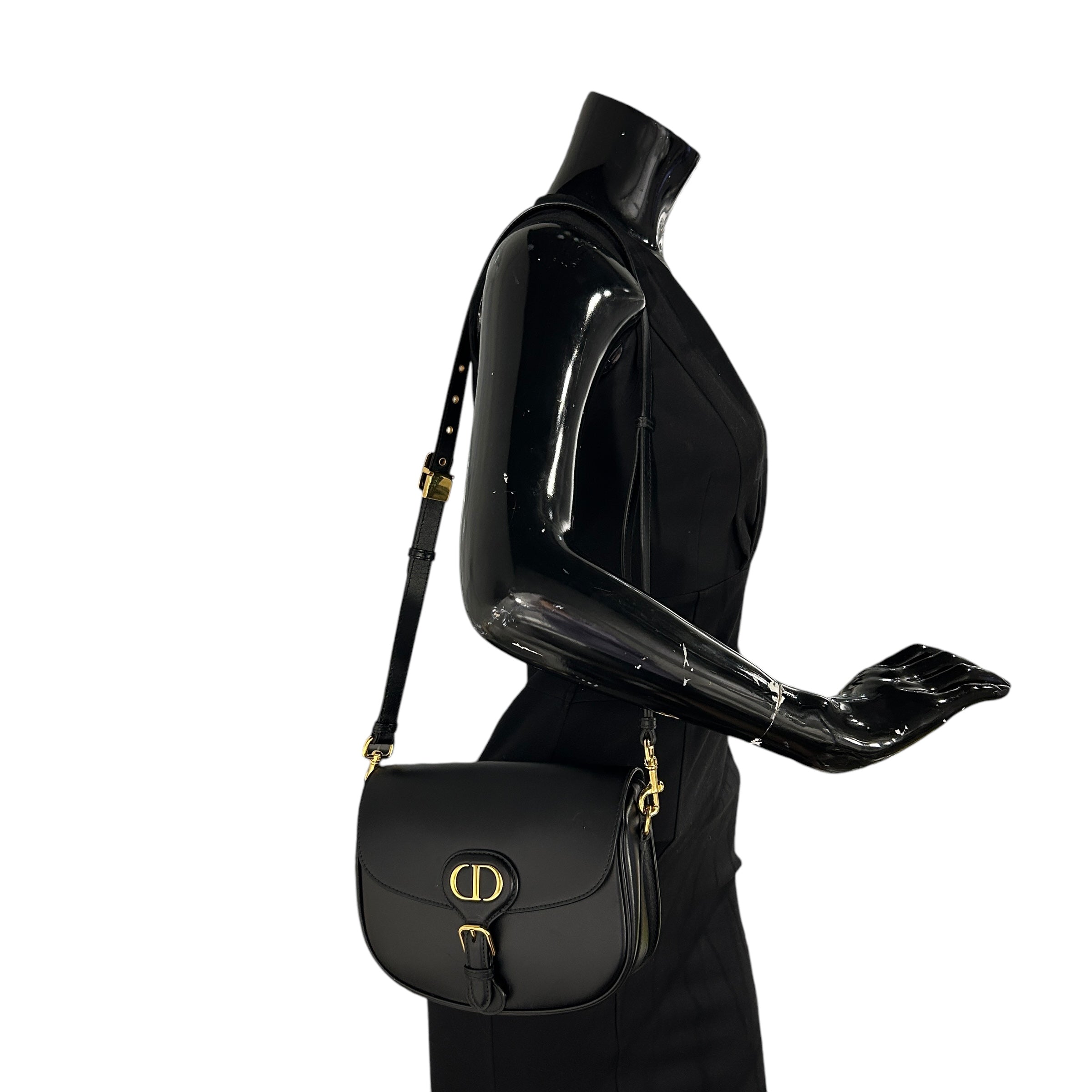 Black Calfskin Leather Medium Bobby Bag w/GHW