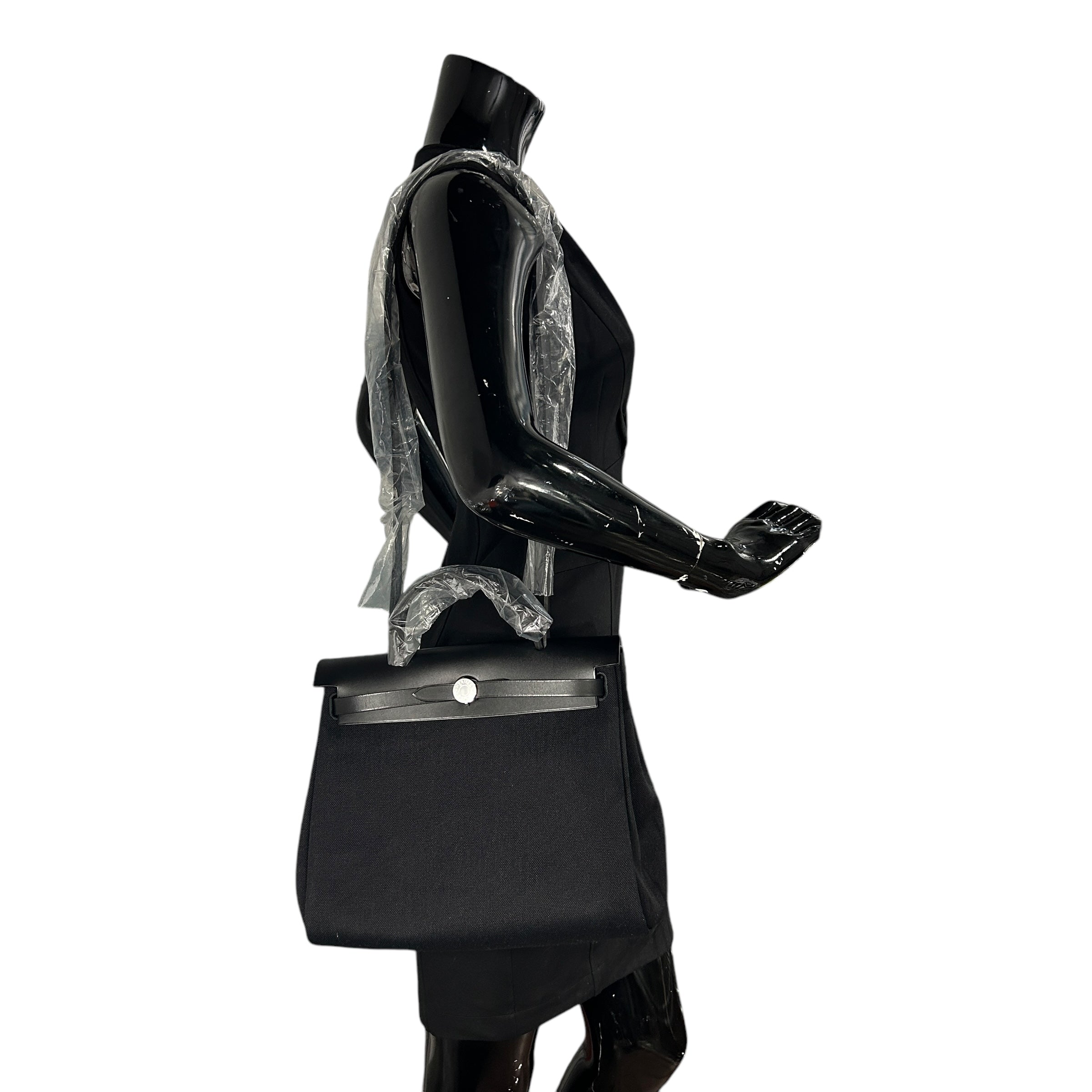 Black Canvas Leather Herbag Zip 31 w/PHW
