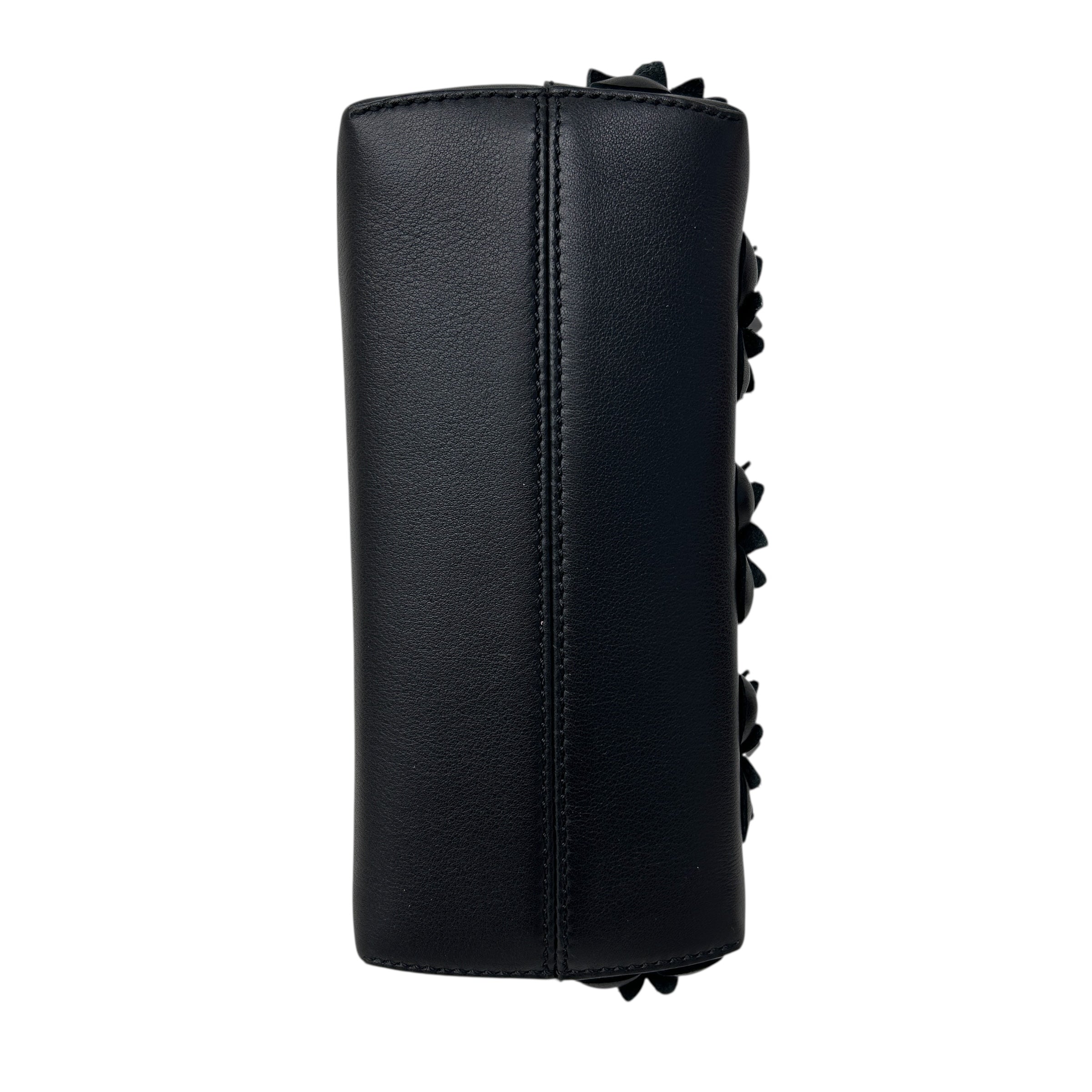 Black Leather Flower Studded Mini By the Way Bag w/SHW