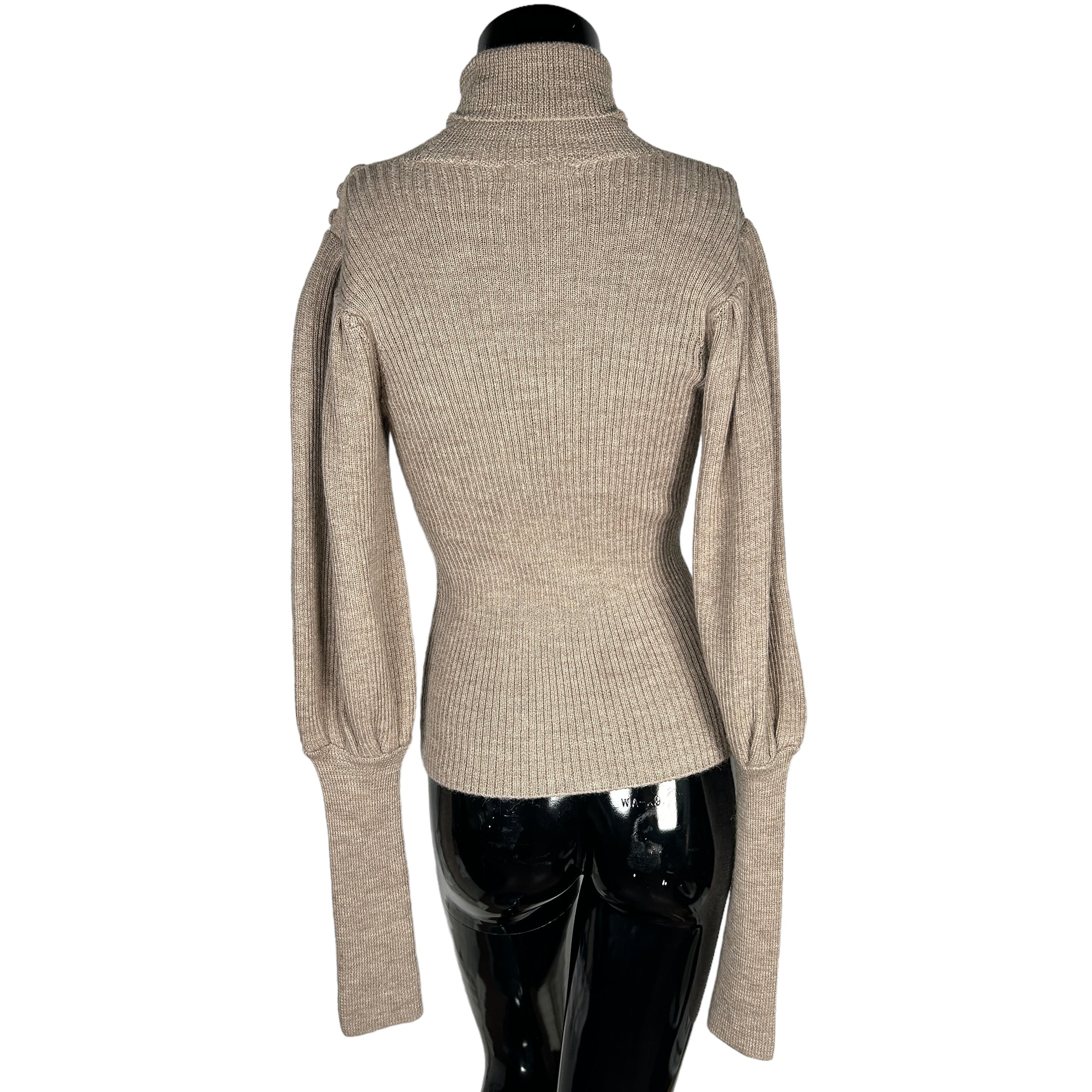 ULLA JOHNSON Taupe/Grey Turtleneck w/ Puff Long Sleeves