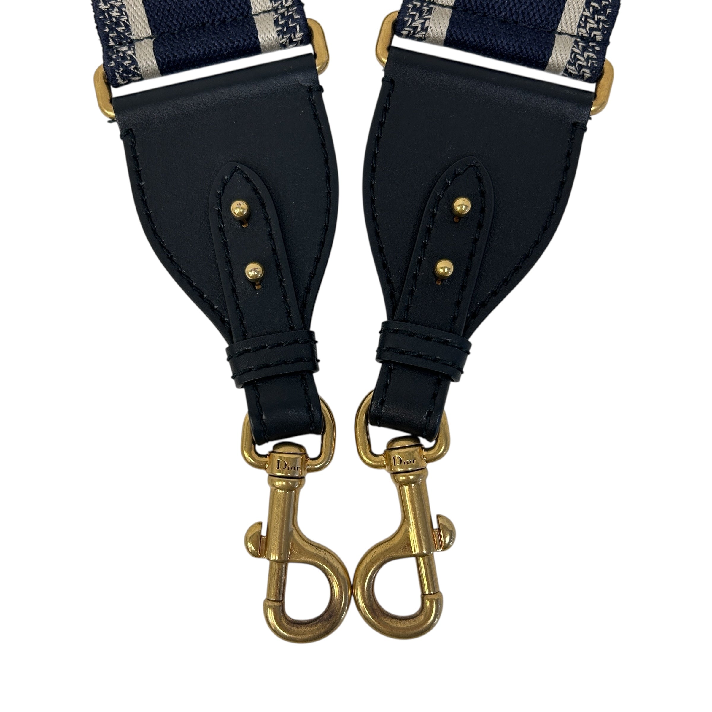 Ecru and Blue Embroidered Bag Strap