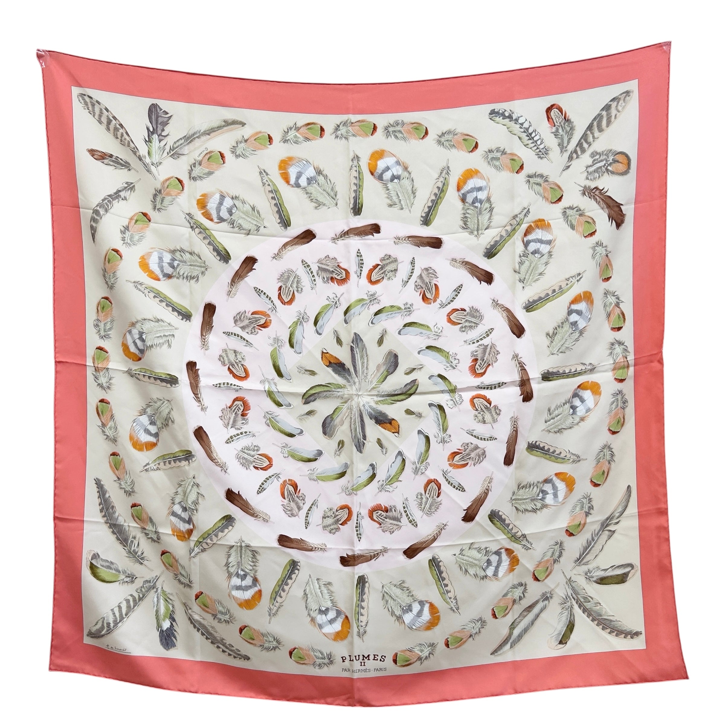 Pink “Plumes II” 100% Silk Scarf