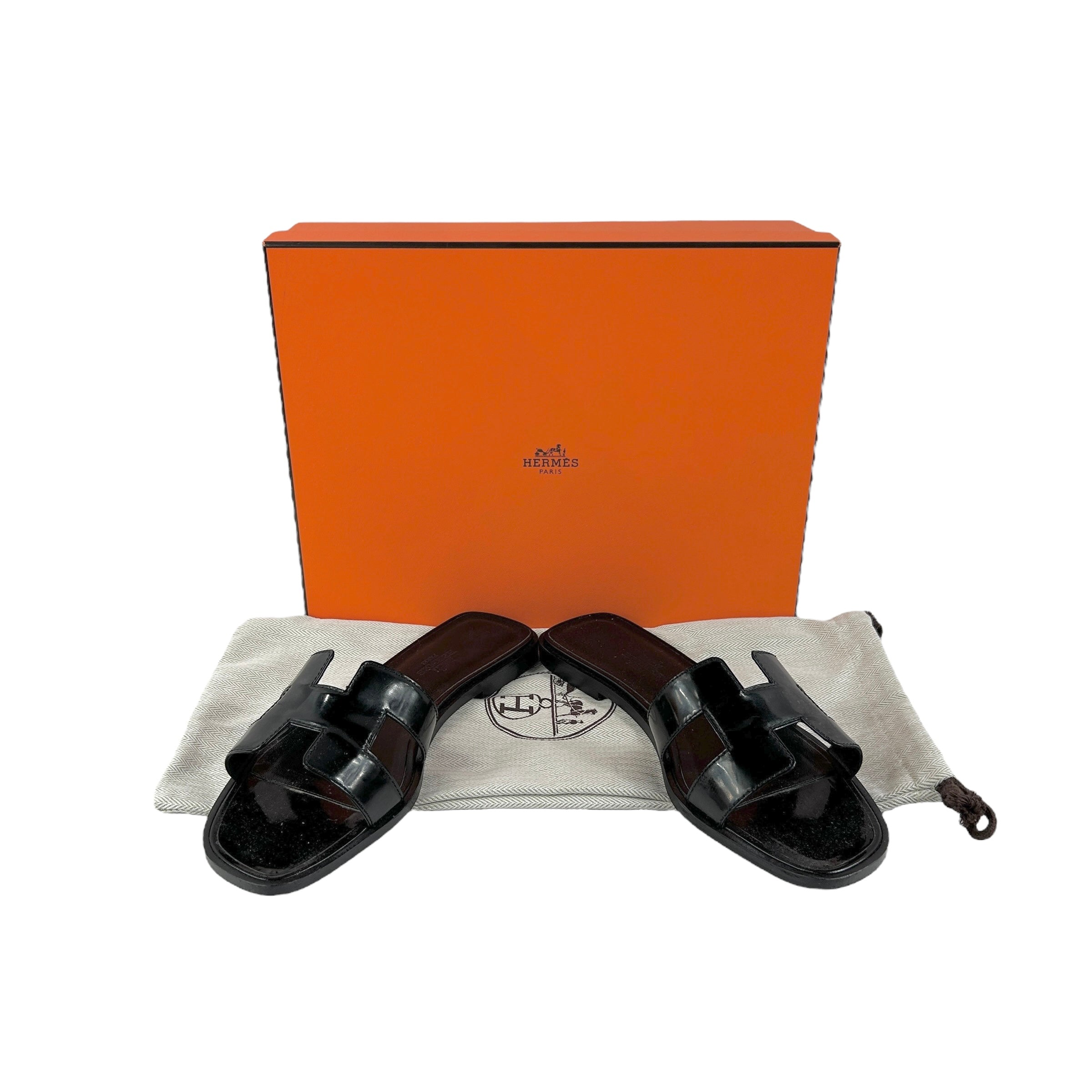 Black Patent Oran Sandals