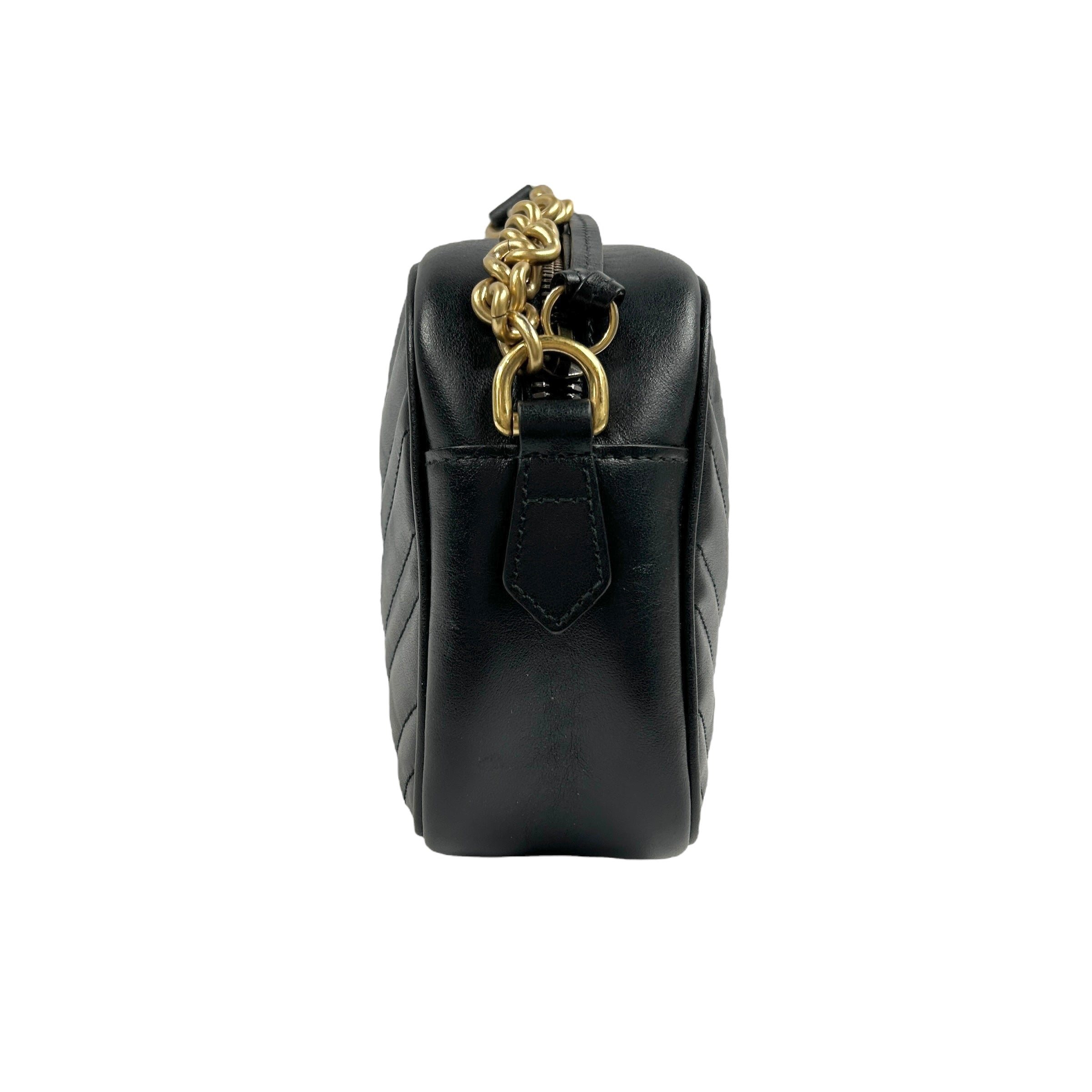 Black Quilted Leather Marmont Small Camera Bag