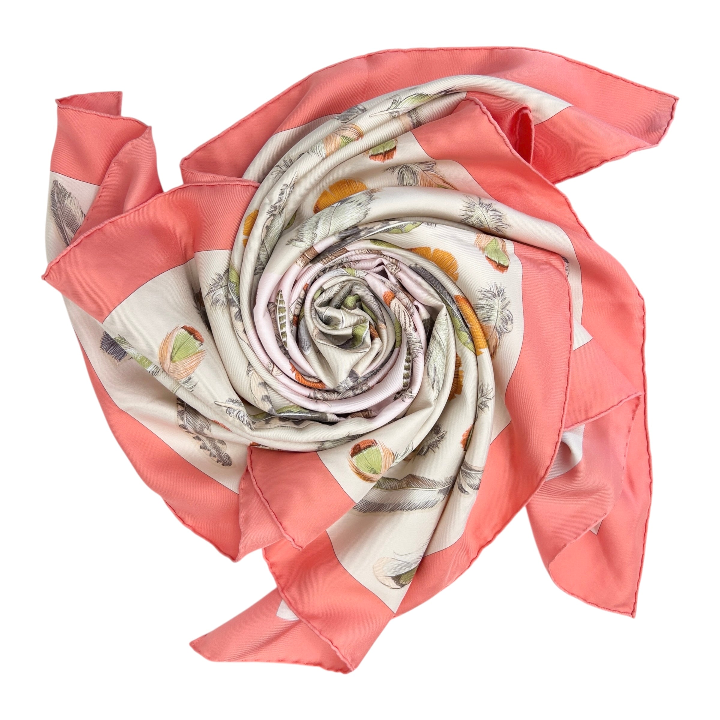 Pink “Plumes II” 100% Silk Scarf