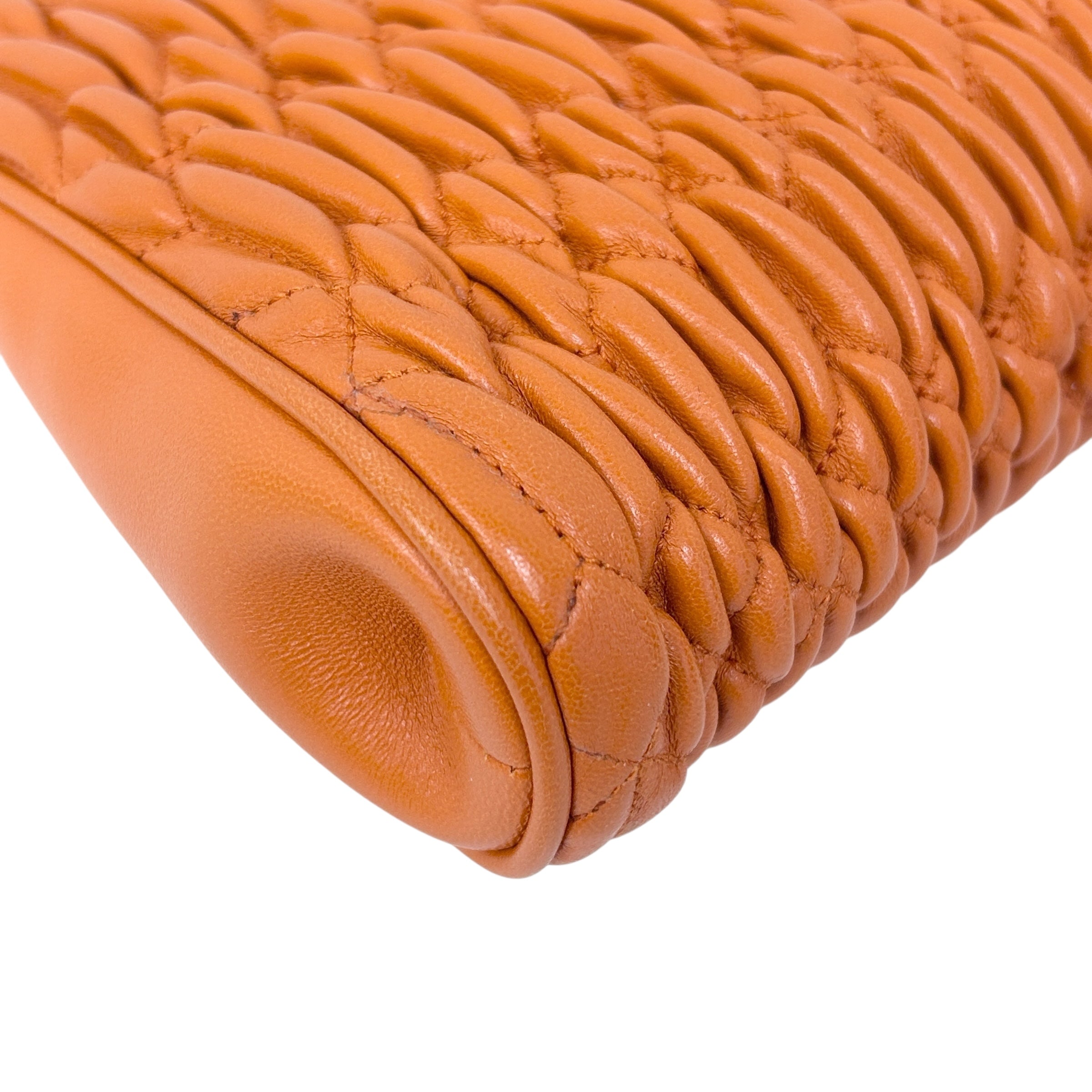 Orange Matelasse Nappa Leather Mini Frame Bag w/SHW