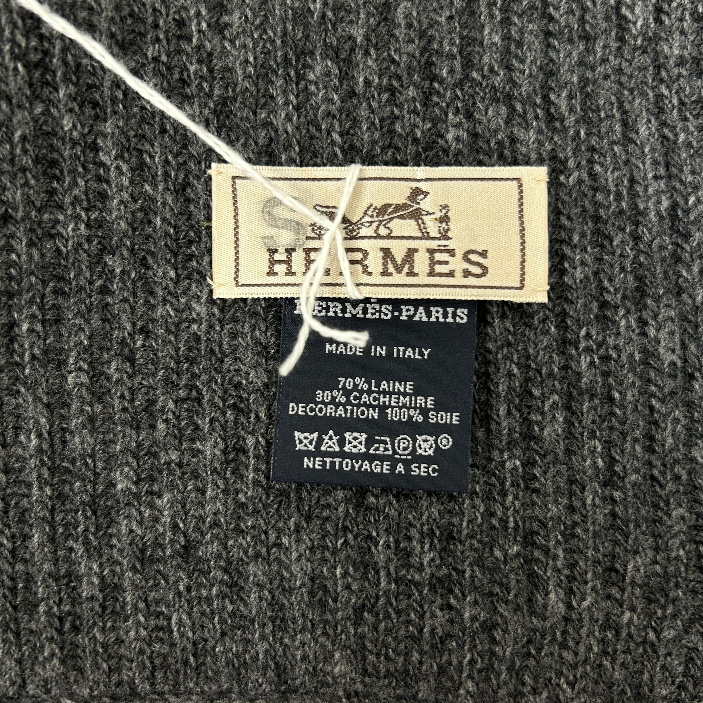 Grey Wool/Cashmere Scarf w/Zipper Detail