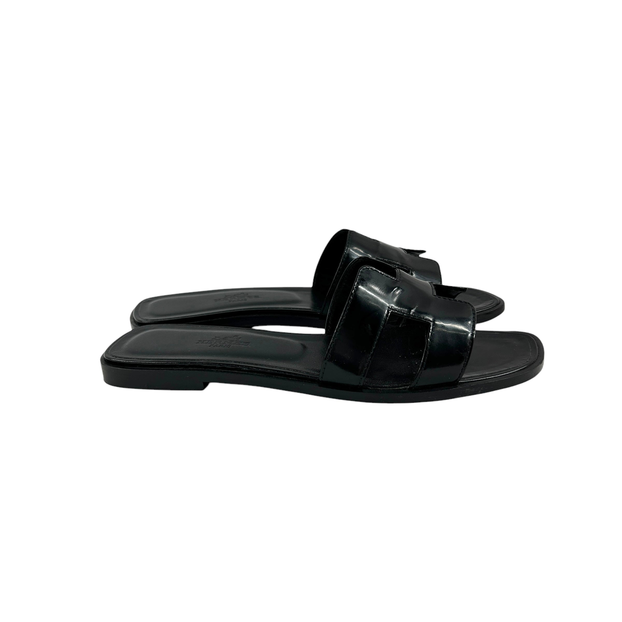 Black Patent Oran Sandals