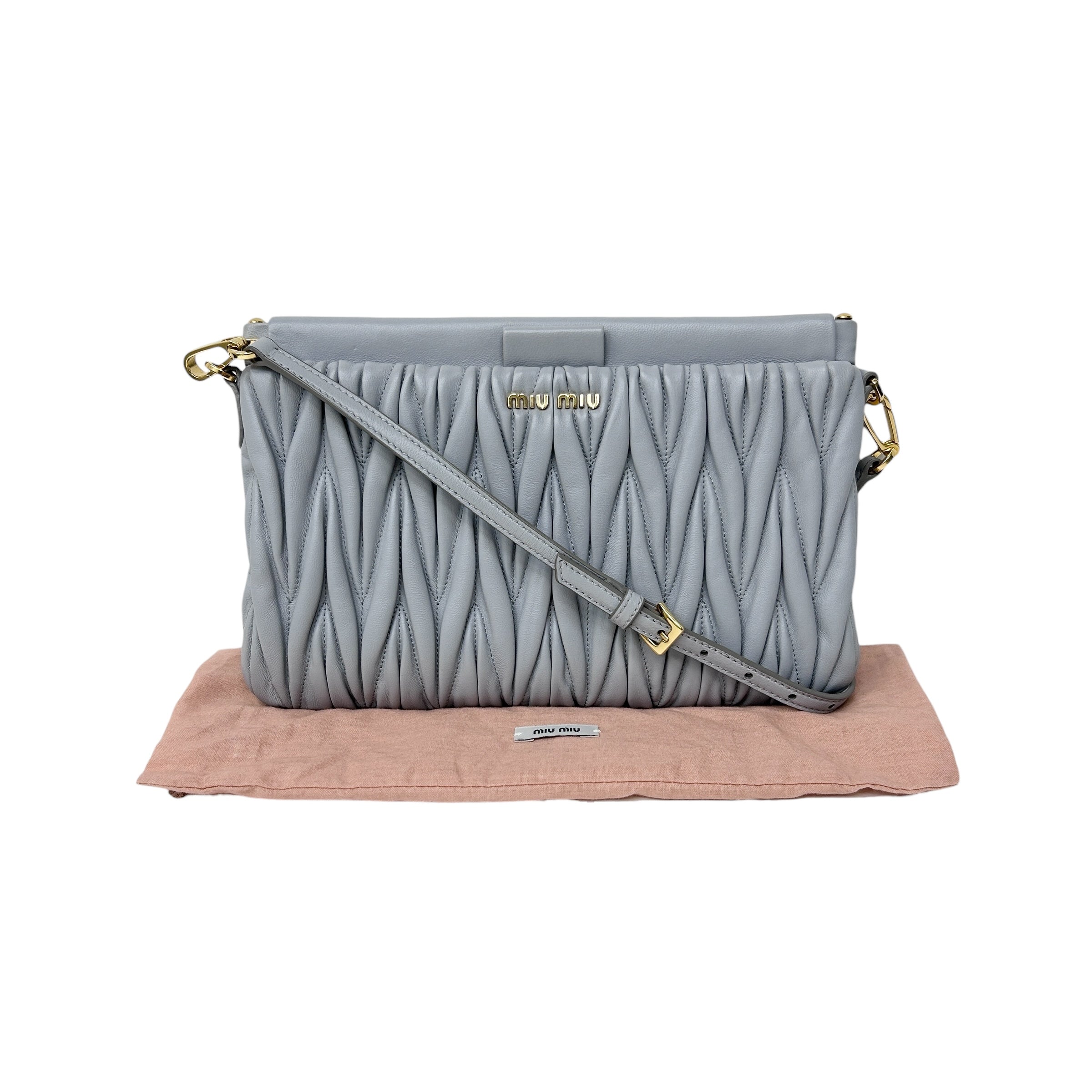 Grey Matelasse Nappa Leather Frame Bag w/GHW