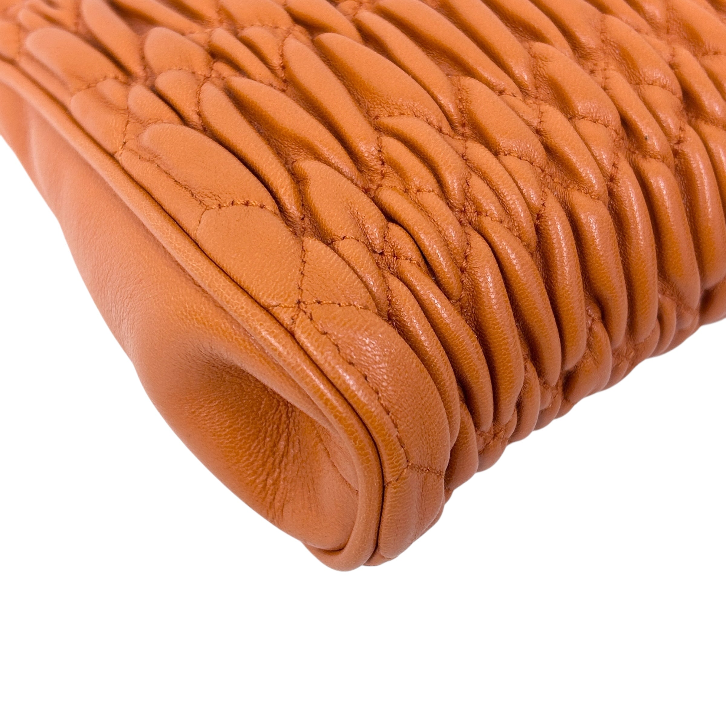 Orange Matelasse Nappa Leather Mini Frame Bag w/SHW