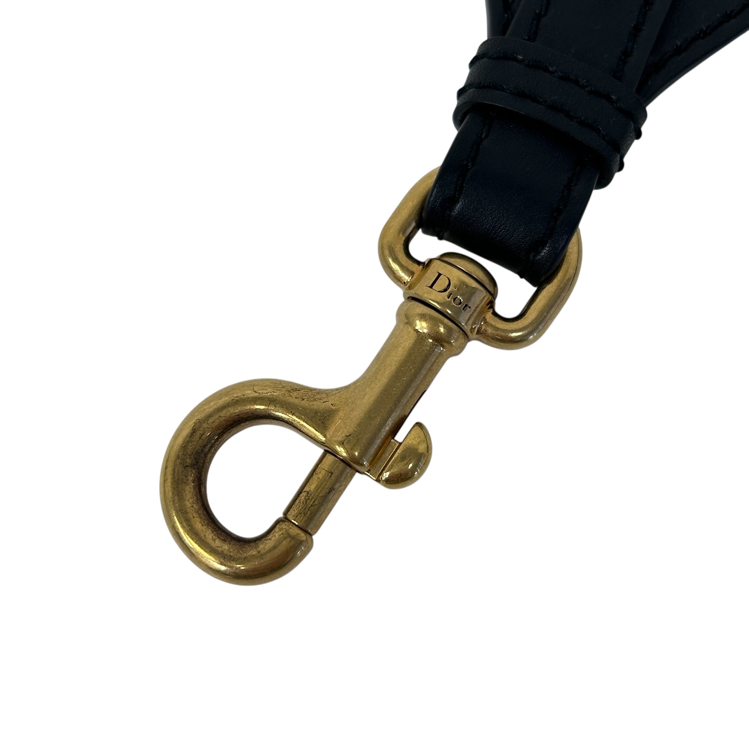 Ecru and Blue Embroidered Bag Strap