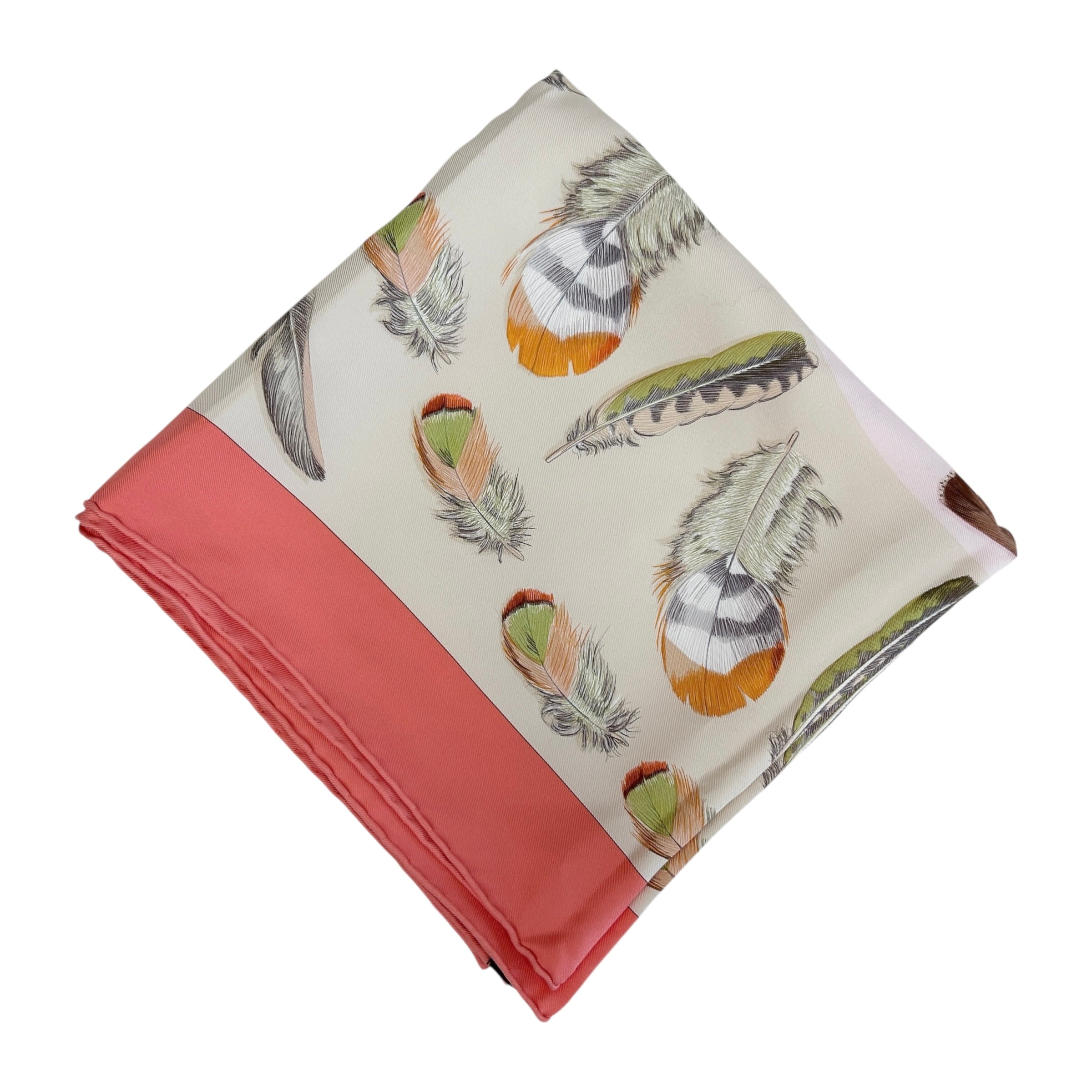 Pink “Plumes II” 100% Silk Scarf