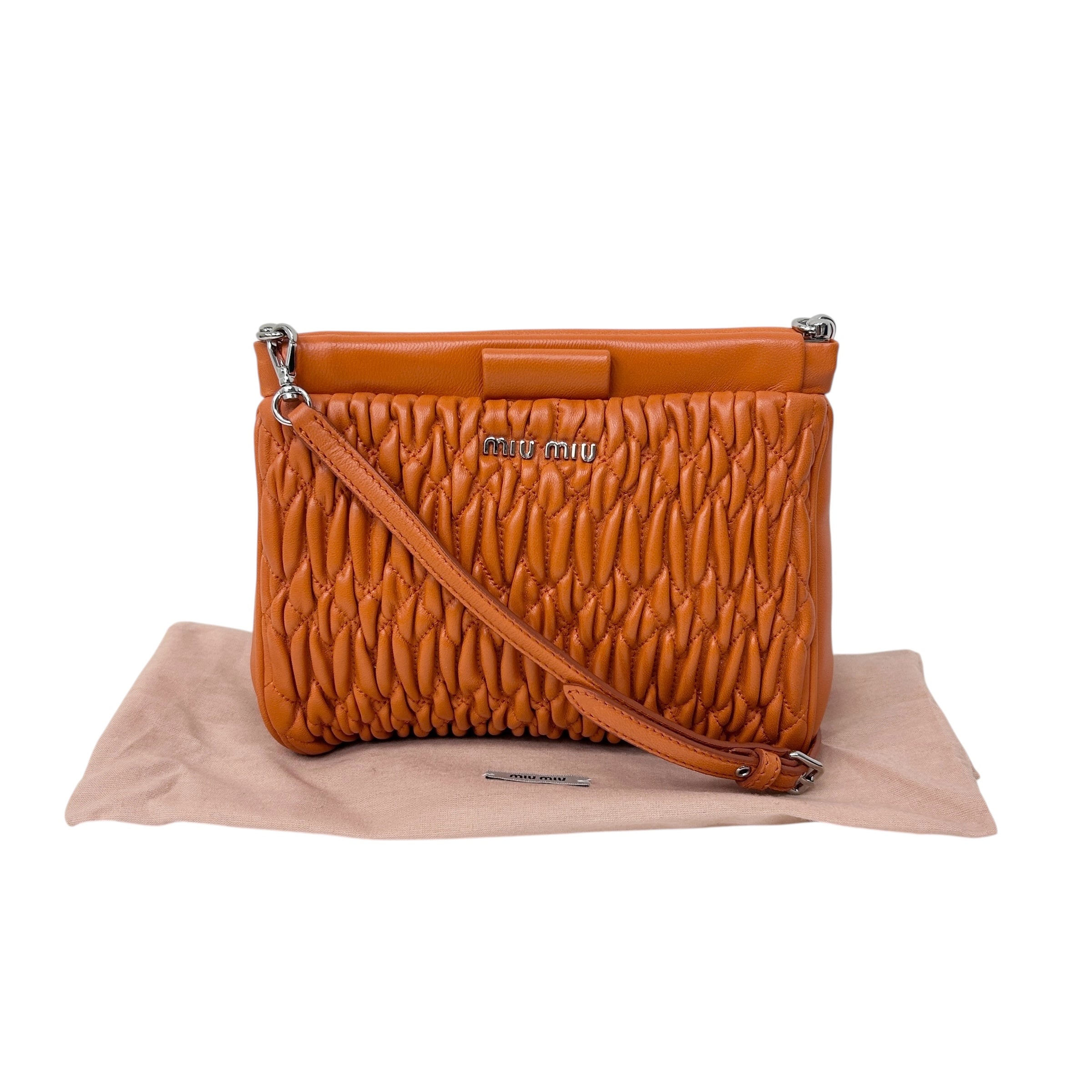 Orange Matelasse Nappa Leather Mini Frame Bag w/SHW