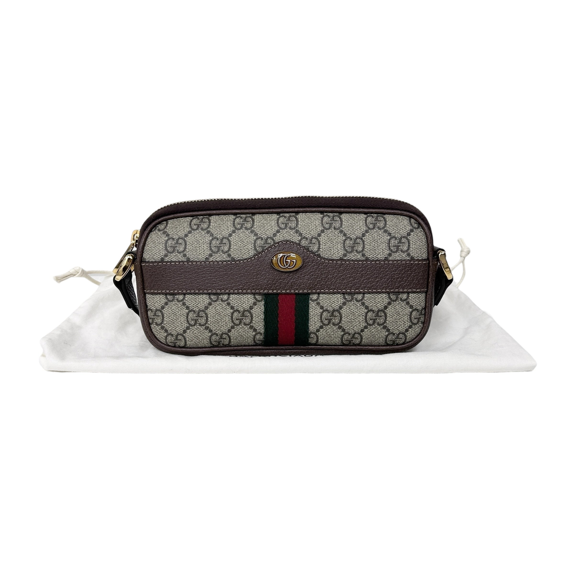 Beige/Ebony Supreme GG Coated Canvas Vintage Web Ophidia Mini Crossbody Bag w/GHW