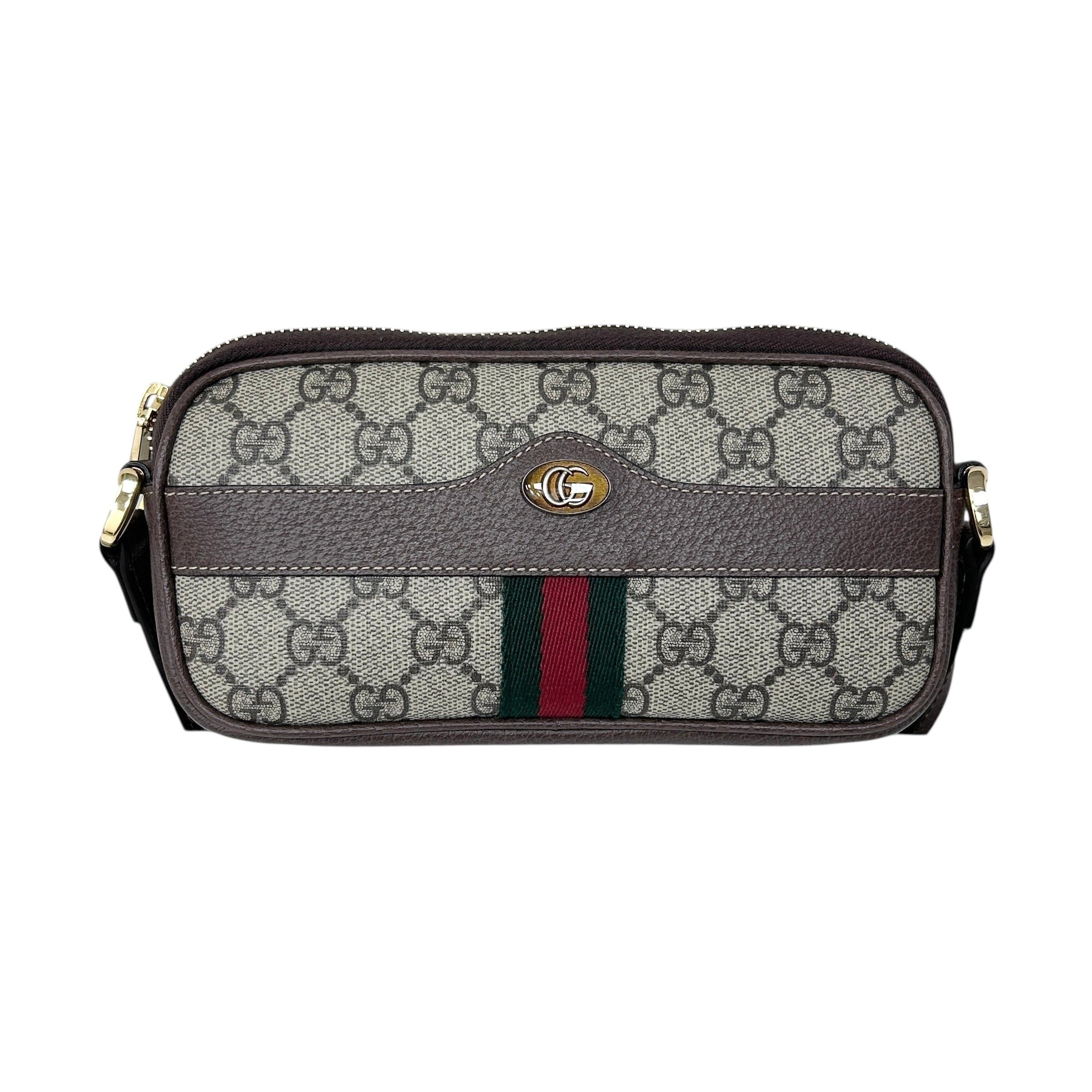 Beige/Ebony Supreme GG Coated Canvas Vintage Web Ophidia Mini Crossbody Bag w/GHW