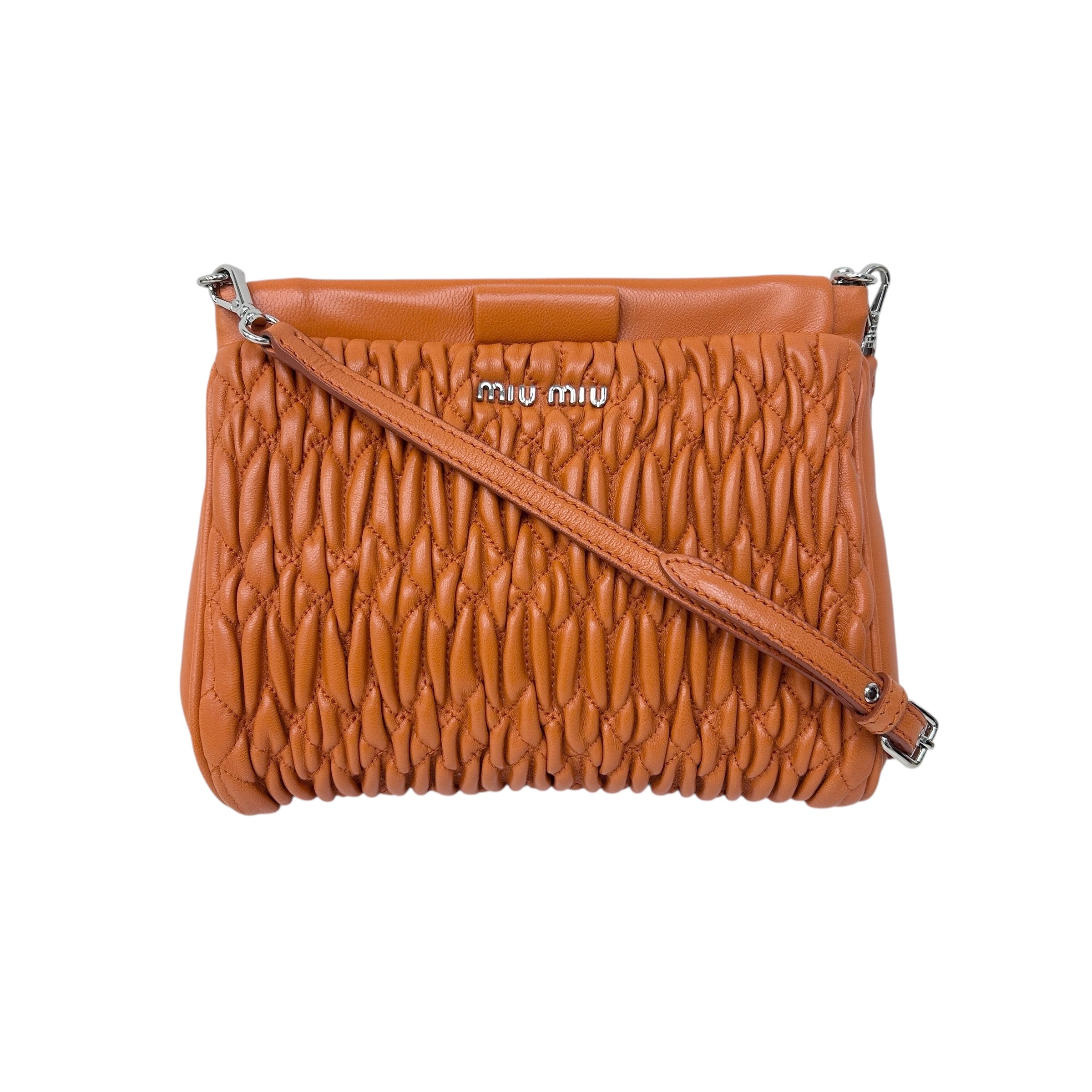 Orange Matelasse Nappa Leather Mini Frame Bag w/SHW