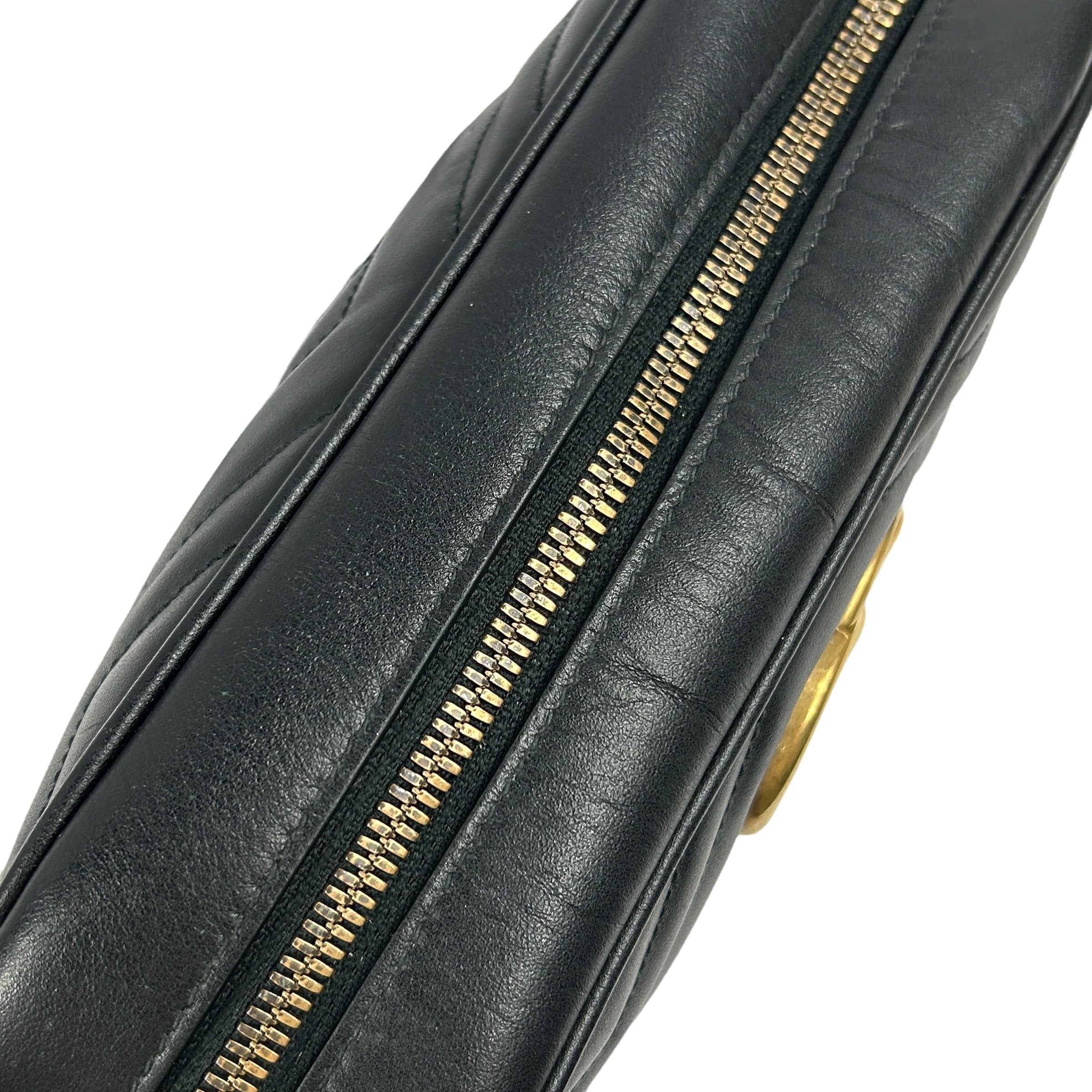 Black Quilted Leather Marmont Small Camera Bag