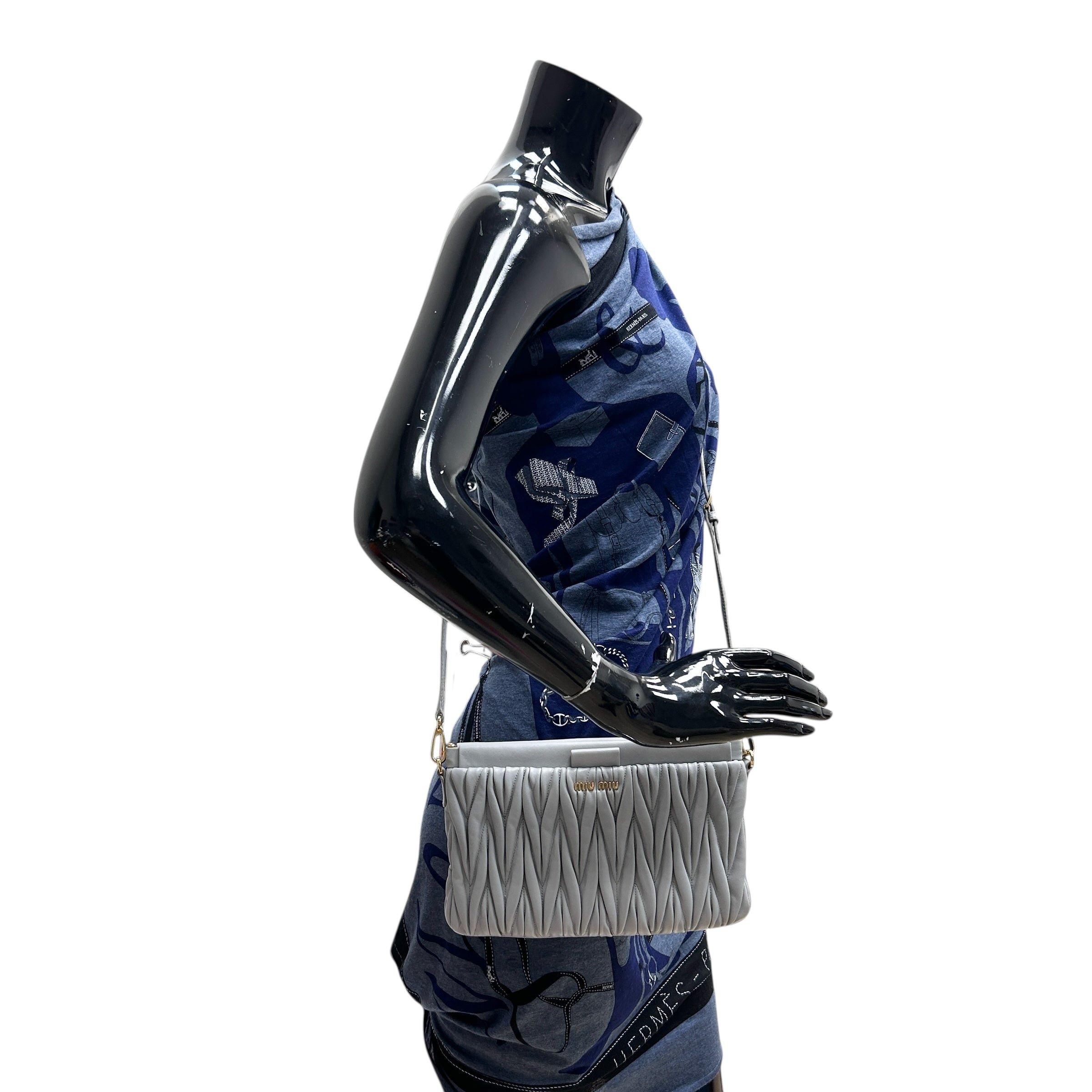 Grey Matelasse Nappa Leather Frame Bag w/GHW