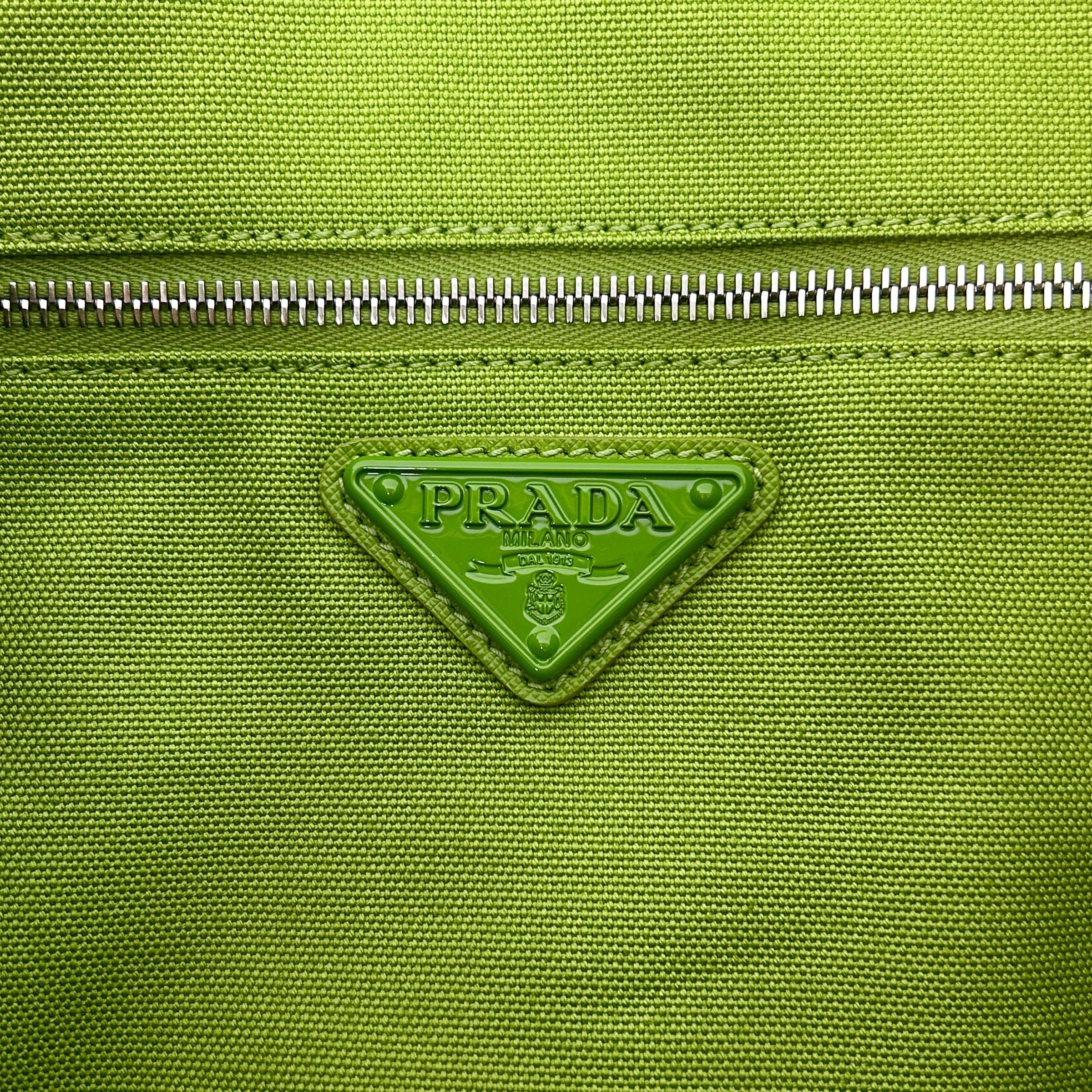 Green Canvas Triangle Logo Embossed Crossbody Bag w/SHW