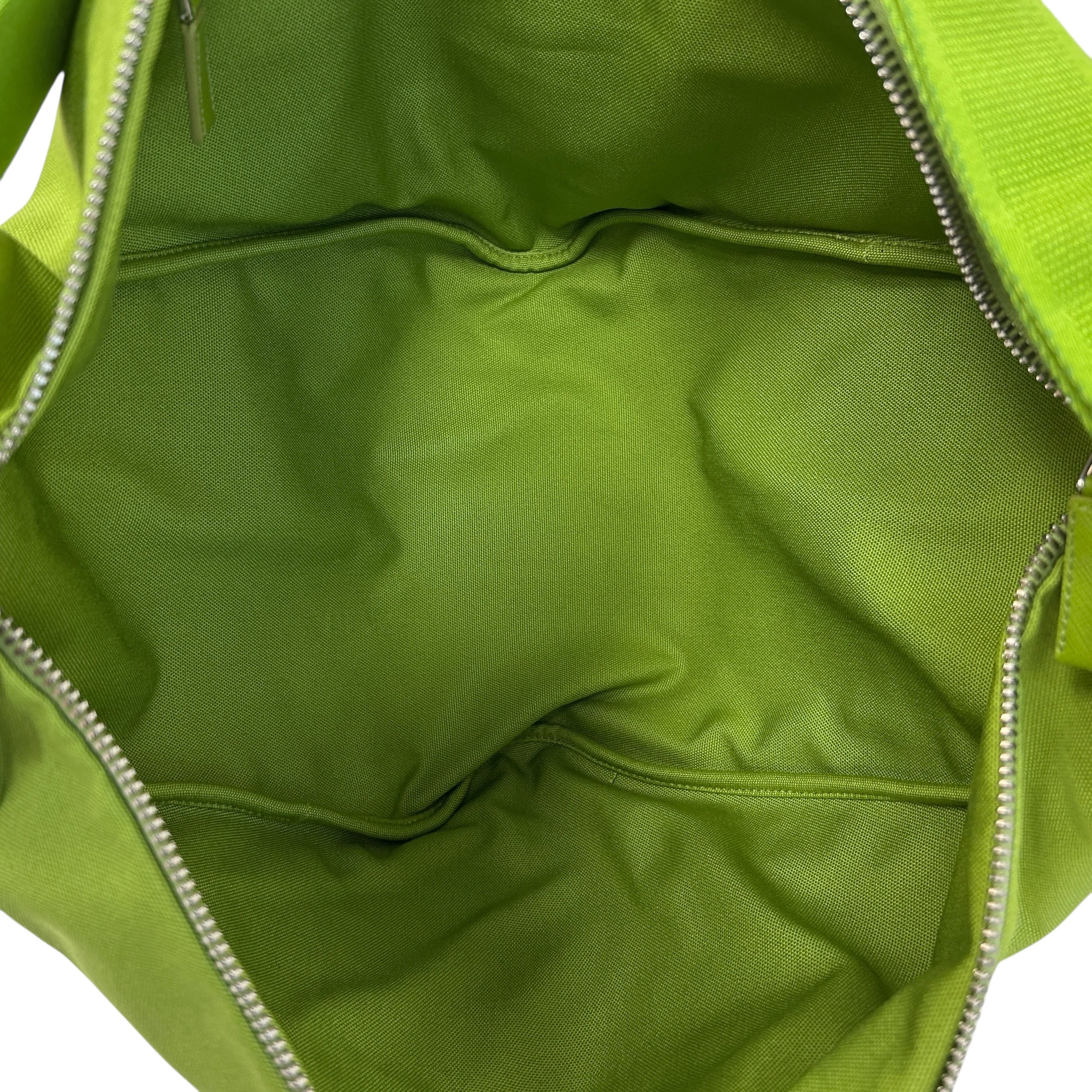 Green Canvas Triangle Logo Embossed Crossbody Bag w/SHW