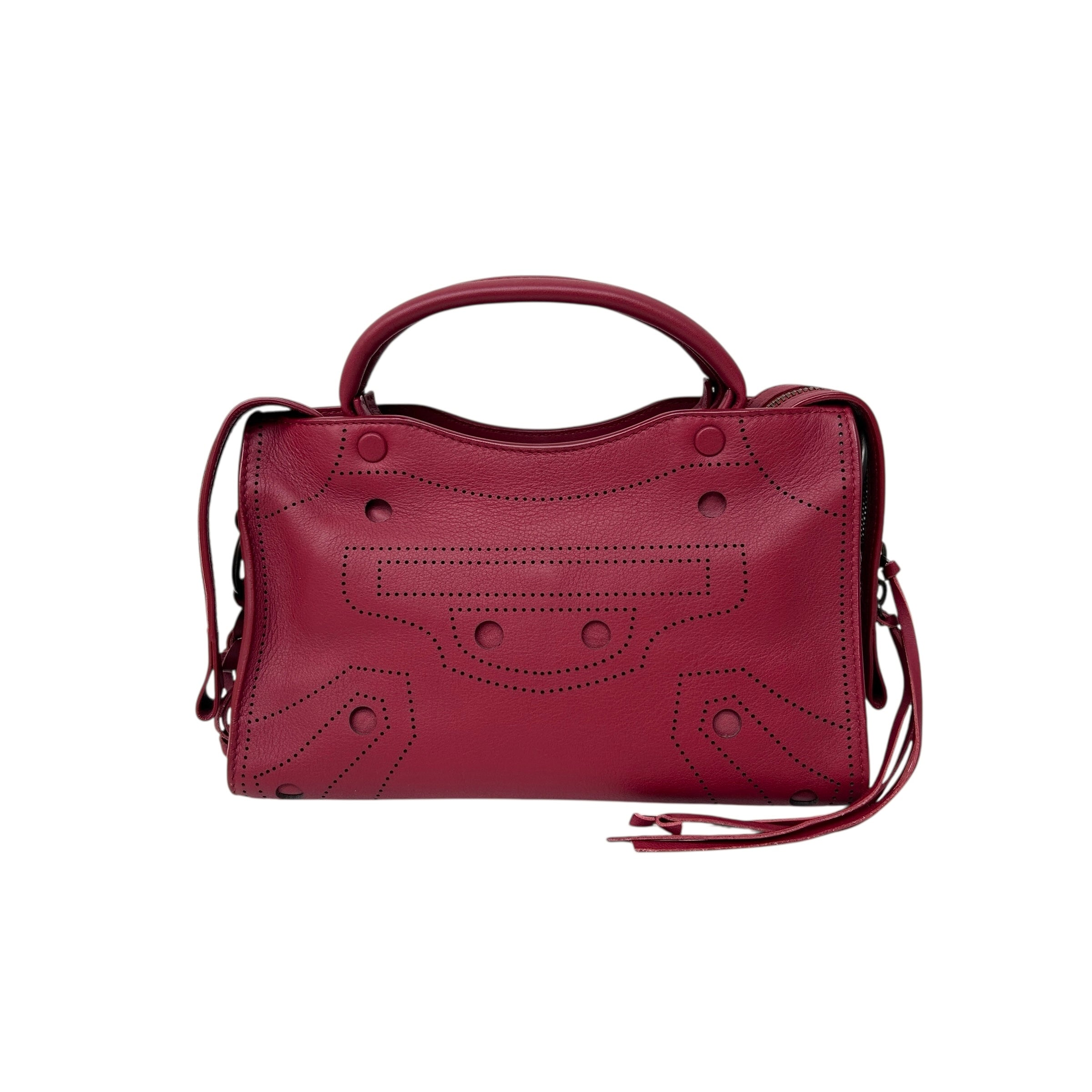 Red Leather Mini BlackOut City Bag w/Gunmetal HW