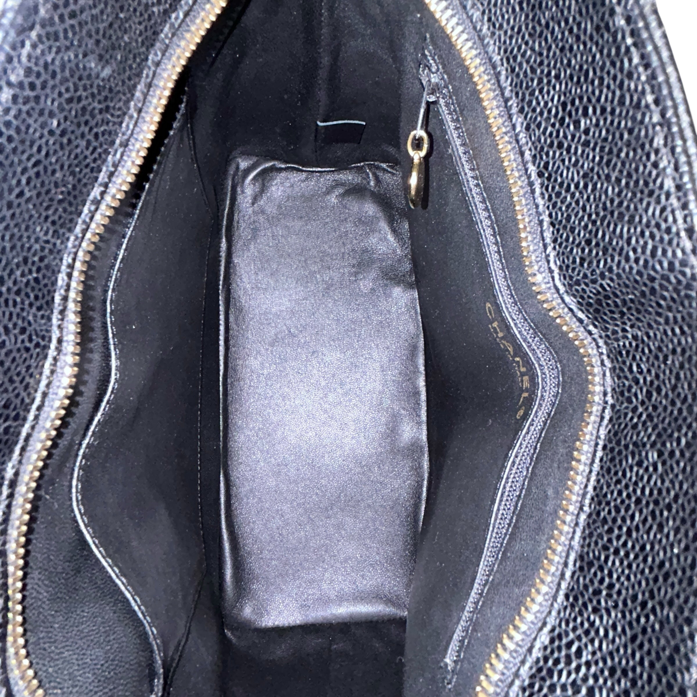 Black Quilted Caviar Leather Medallion Tote Bag w/GHW