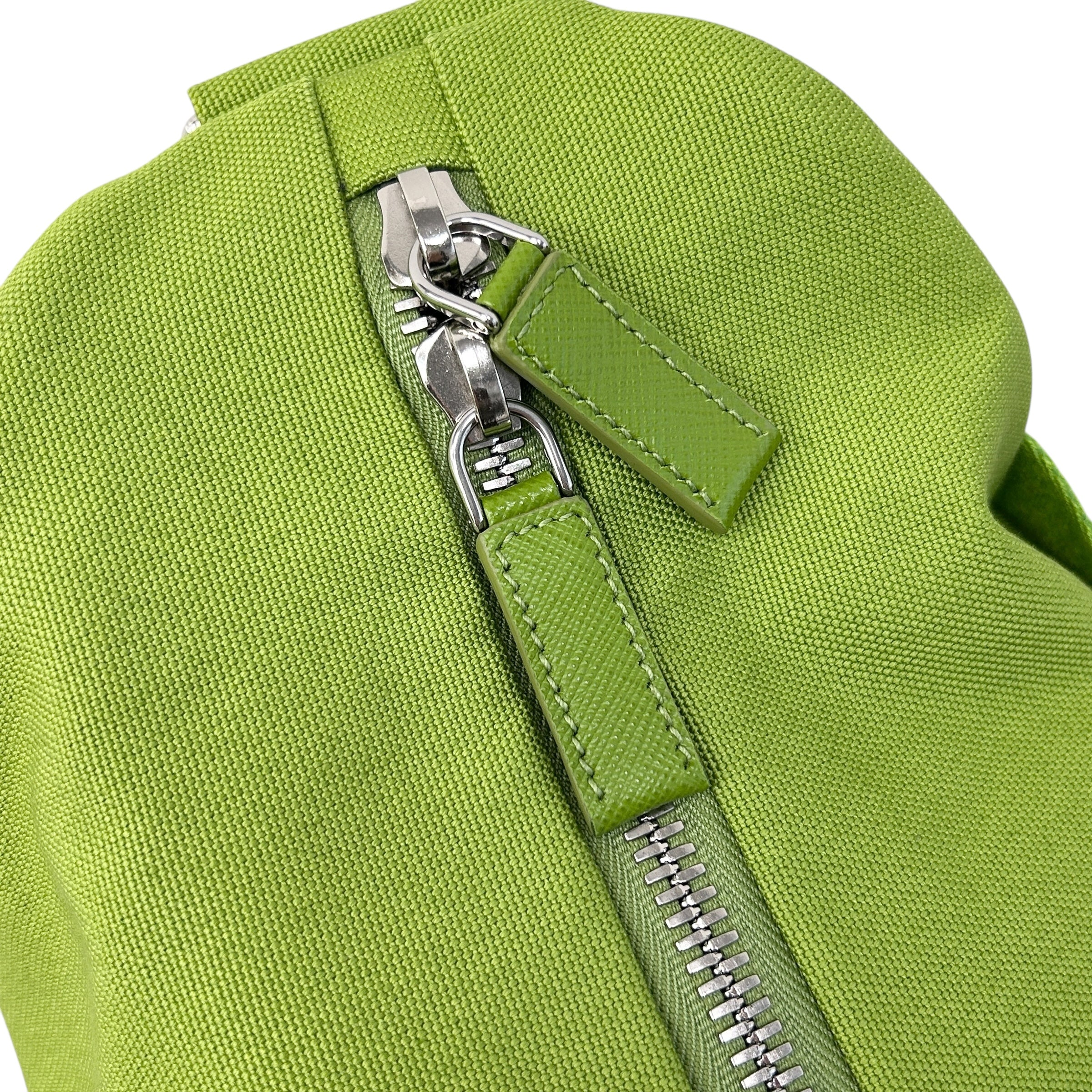 Green Canvas Triangle Logo Embossed Crossbody Bag w/SHW