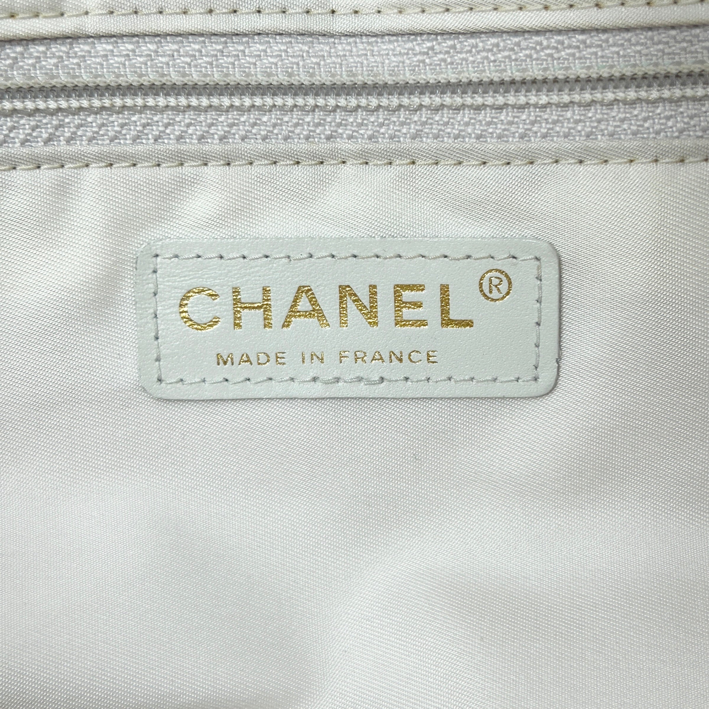 Vintage CC Light Pink/White Fabric Canvas Tote w/Leather Handles w/GHW