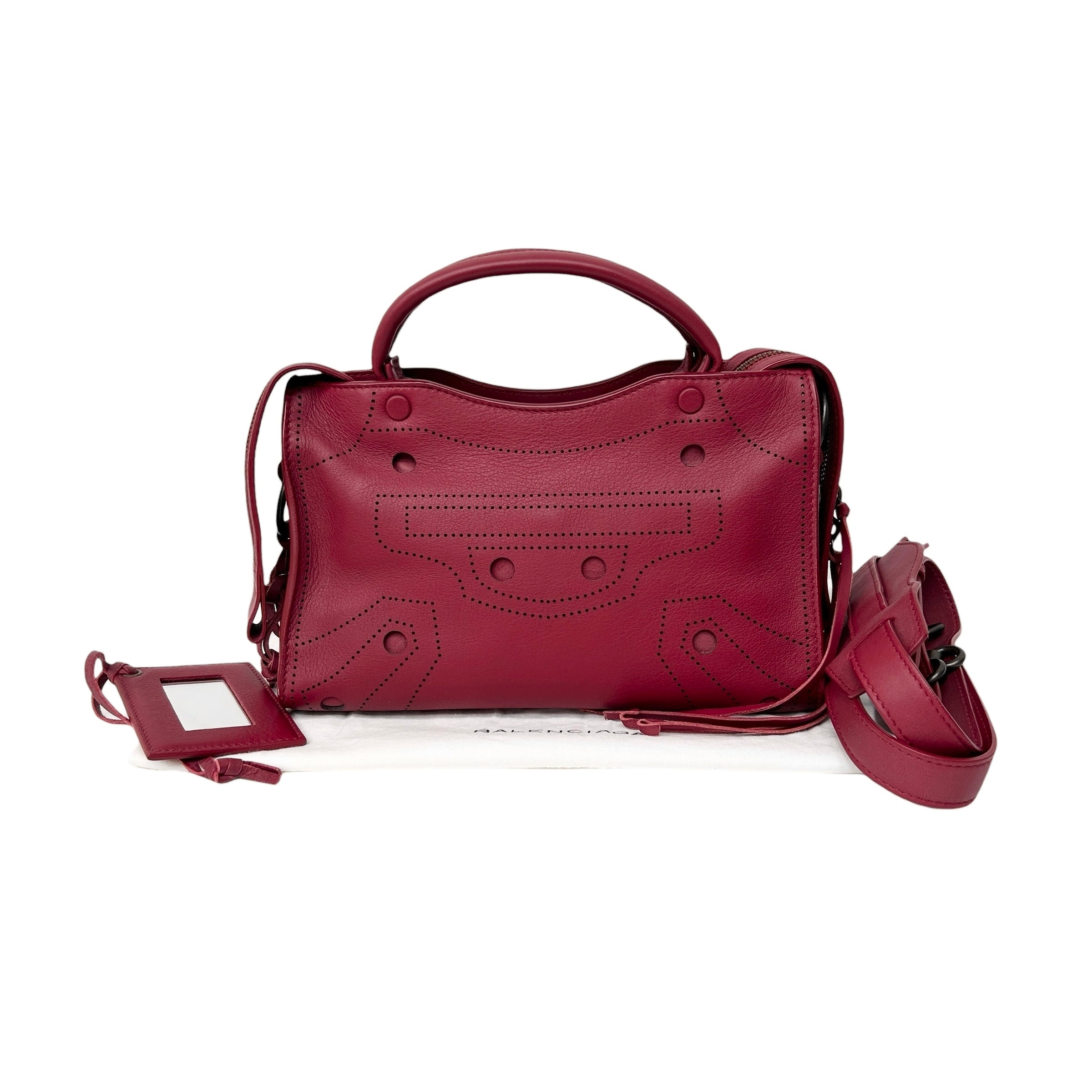Red Leather Mini BlackOut City Bag w/Gunmetal HW