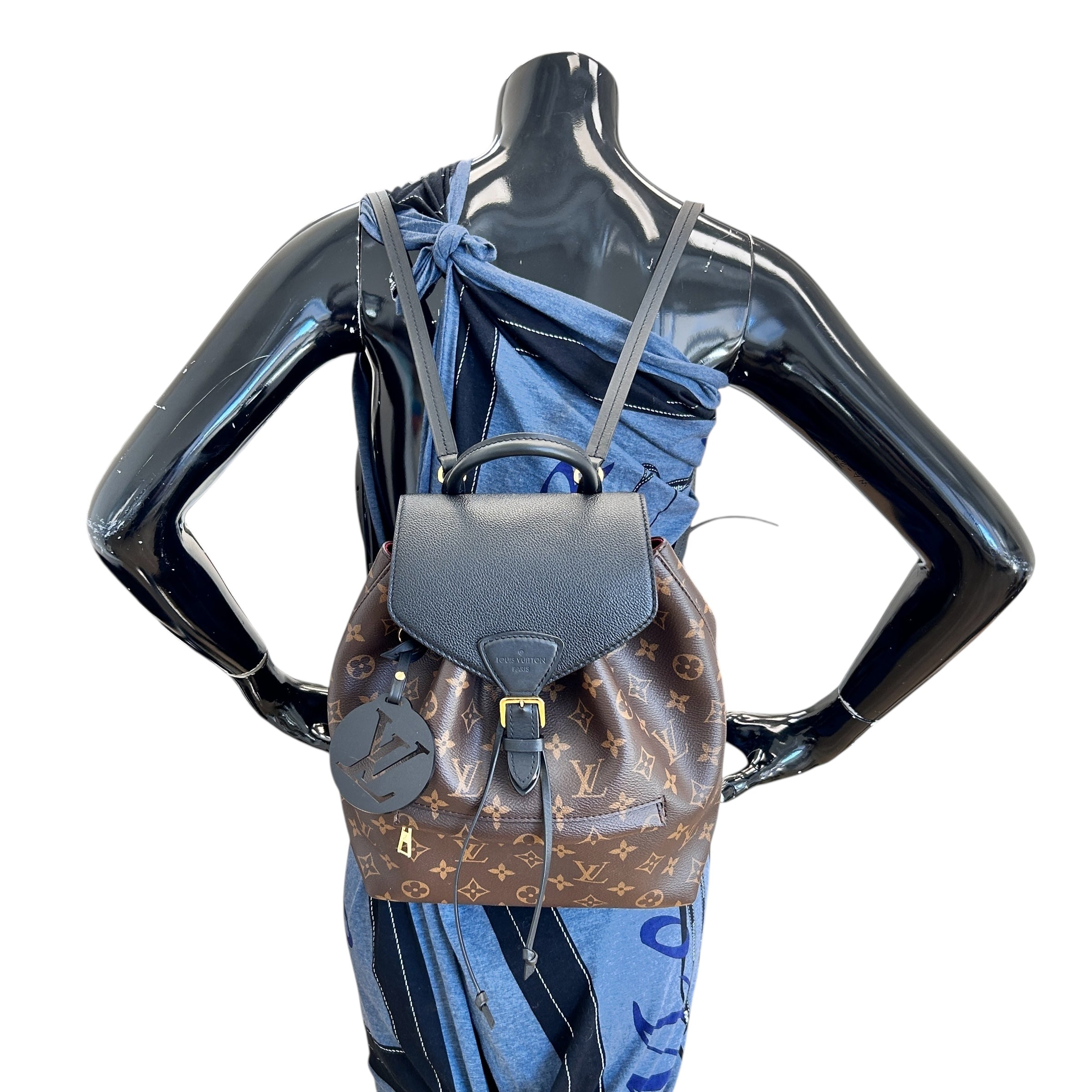 Black Monogram Canvas Montsouris PM NM Backpack Bag w/GHW