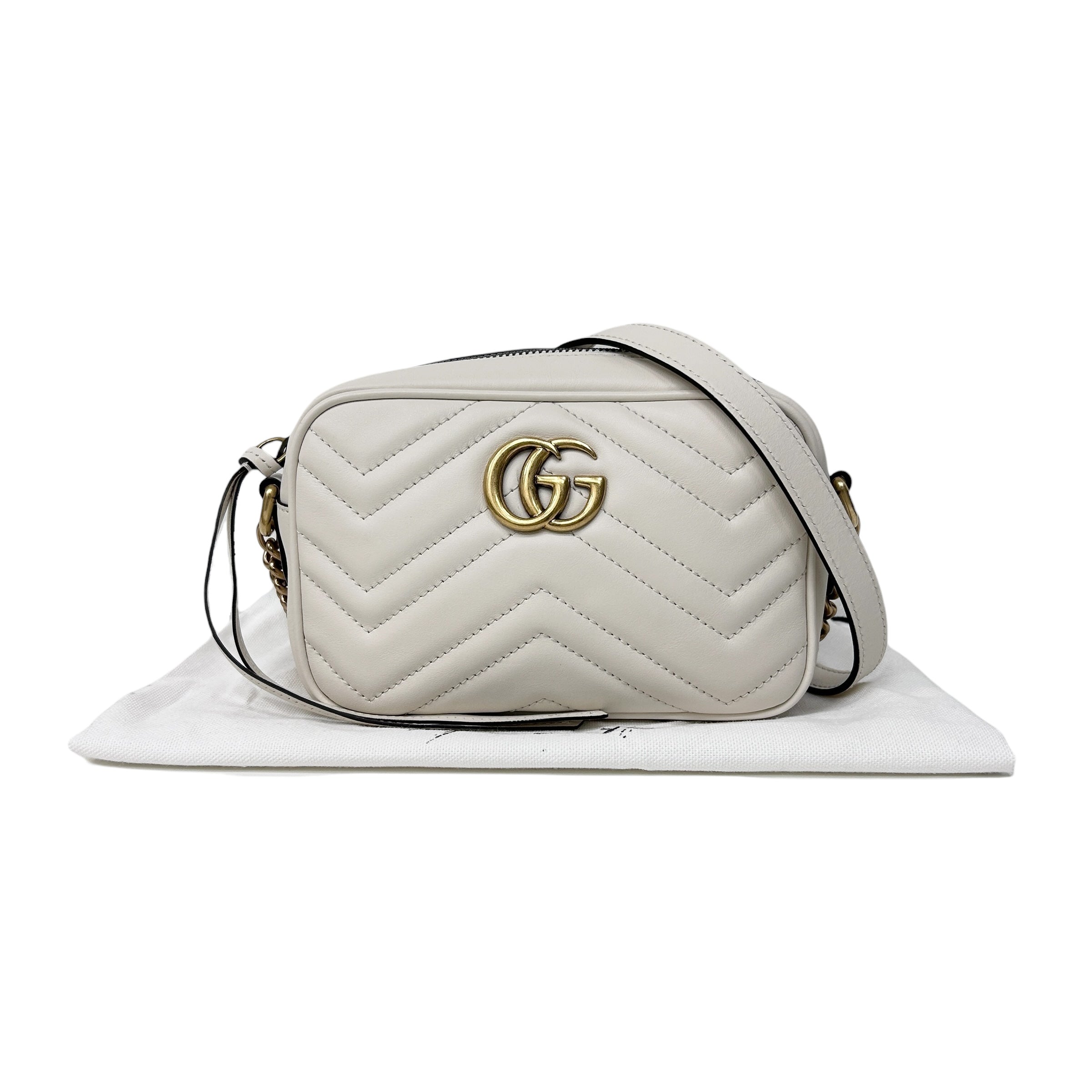 Off-White Quilted Leather Marmont Mini Camera Bag w/GHW