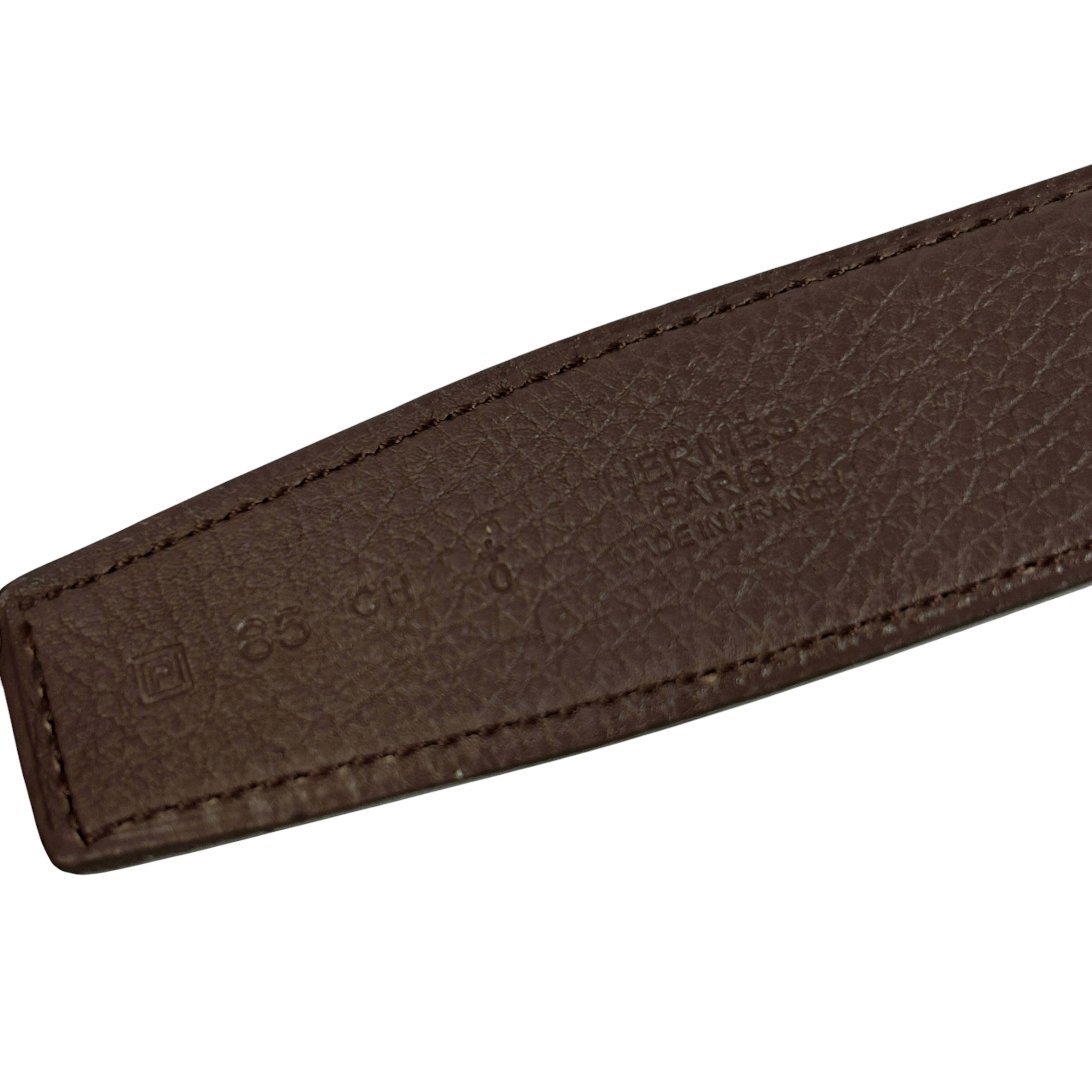 Reversible Black Calfskin/Chocolate Brown Togo H Belt w/PHW