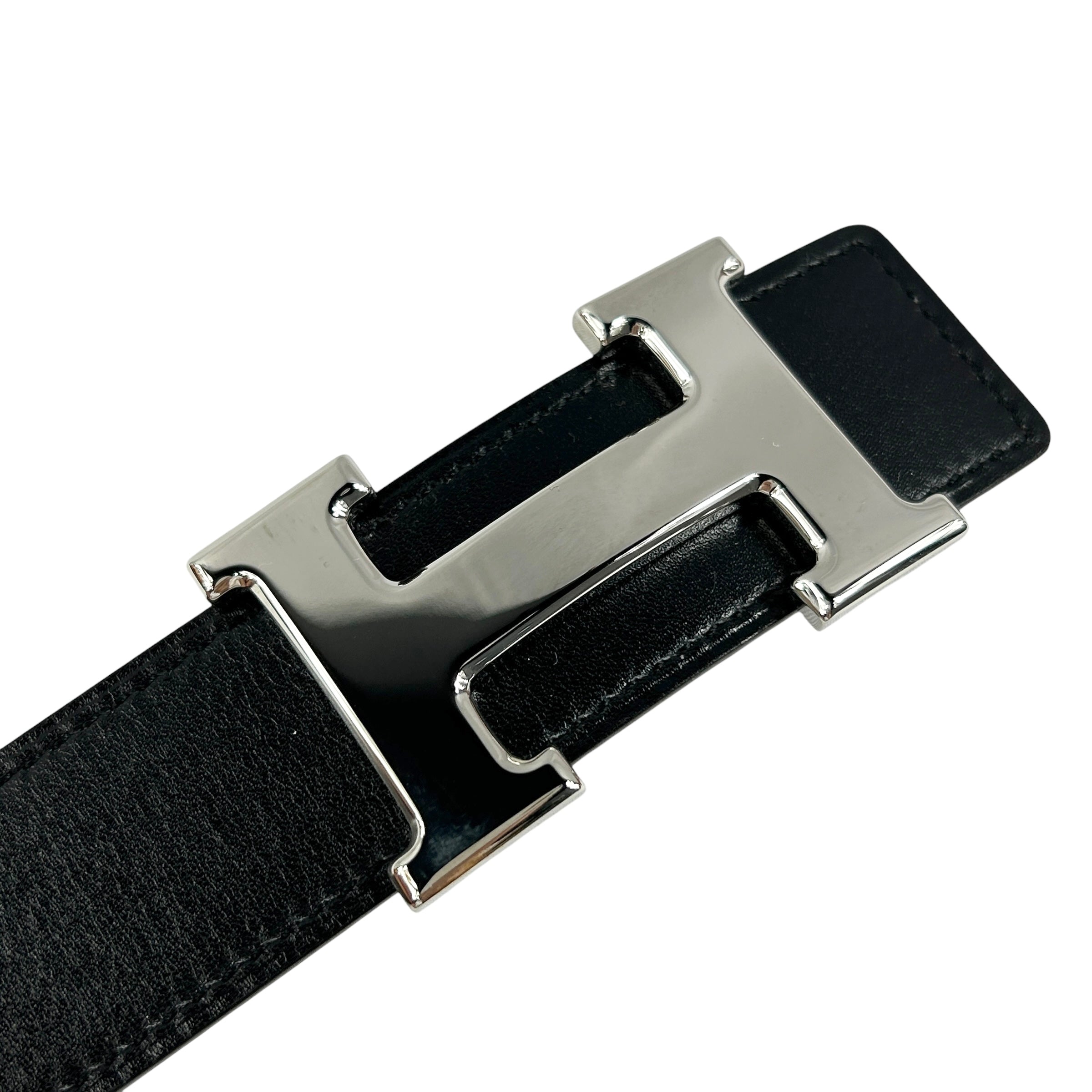 Reversible Black Calfskin/Chocolate Brown Togo H Belt w/PHW