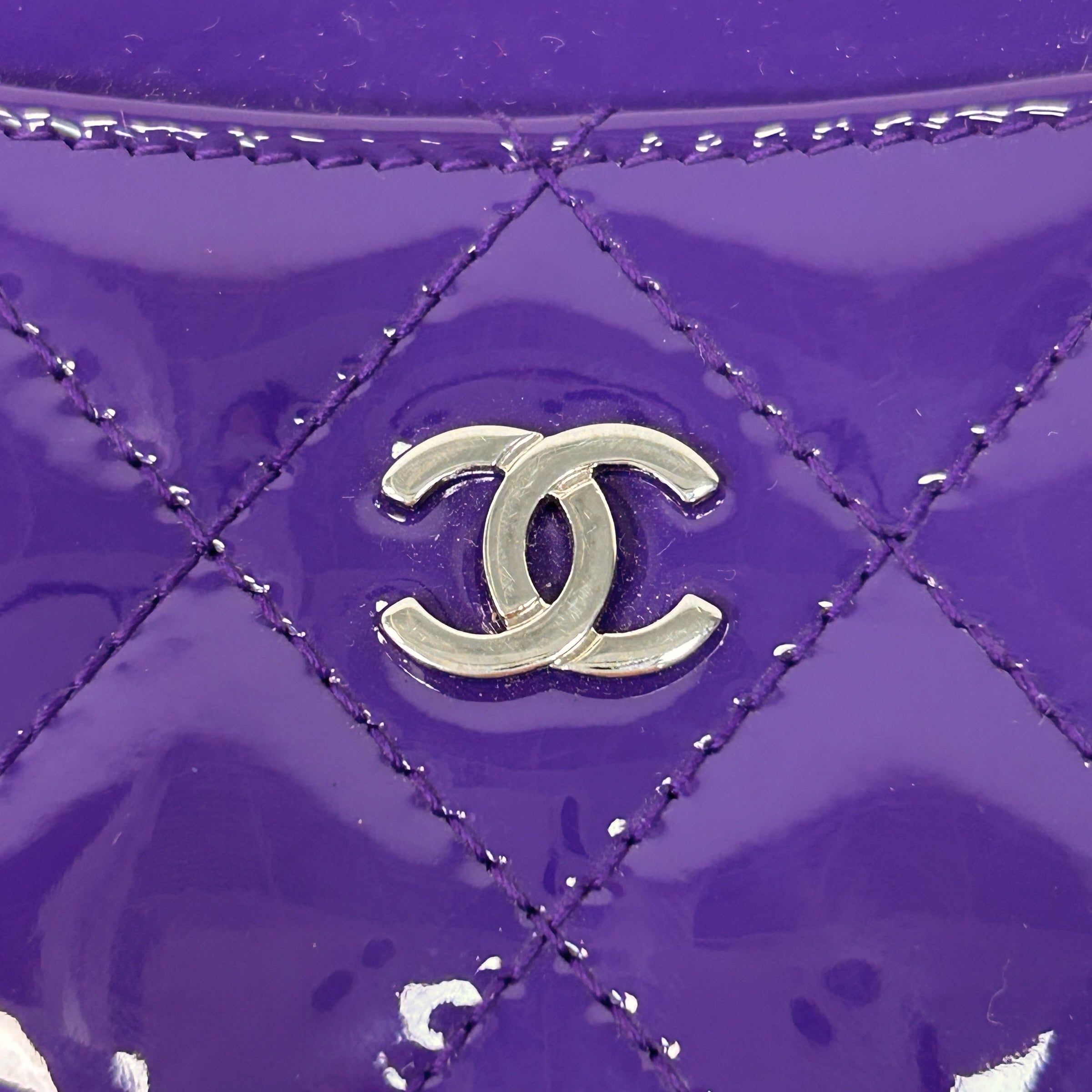 Purple Patent Leather Classic Card Holder w/SHW