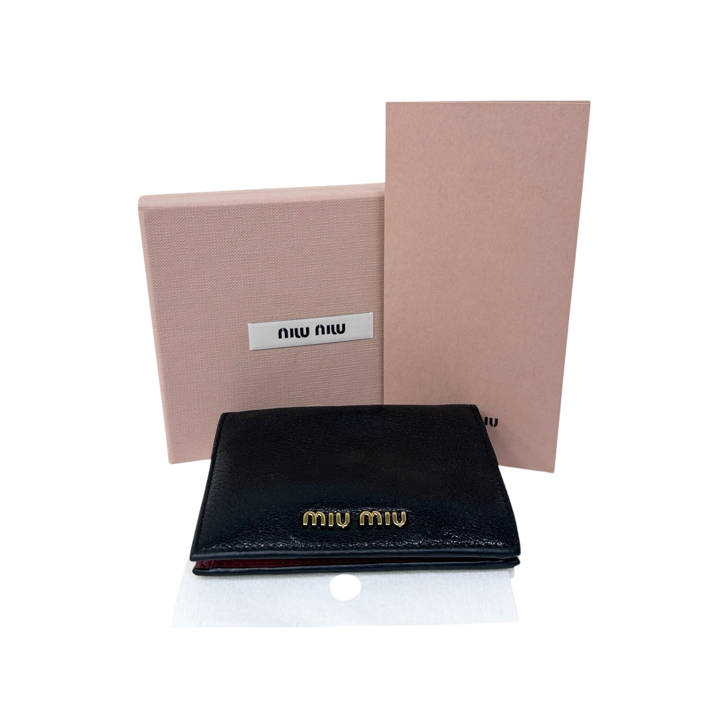 Vintage Black & Red Calfskin Bifold Wallet