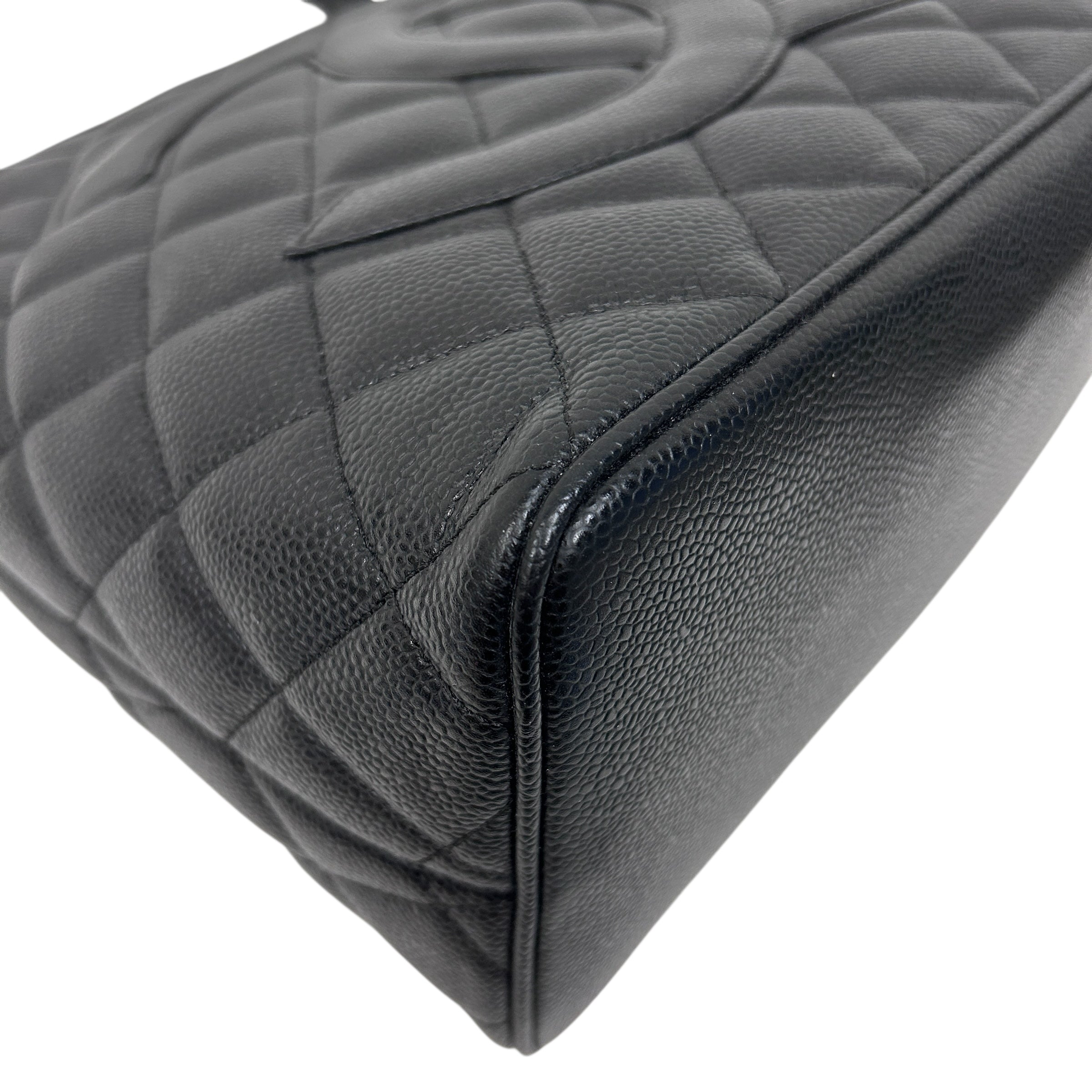 Black Quilted Caviar Leather Medallion Tote Bag w/GHW