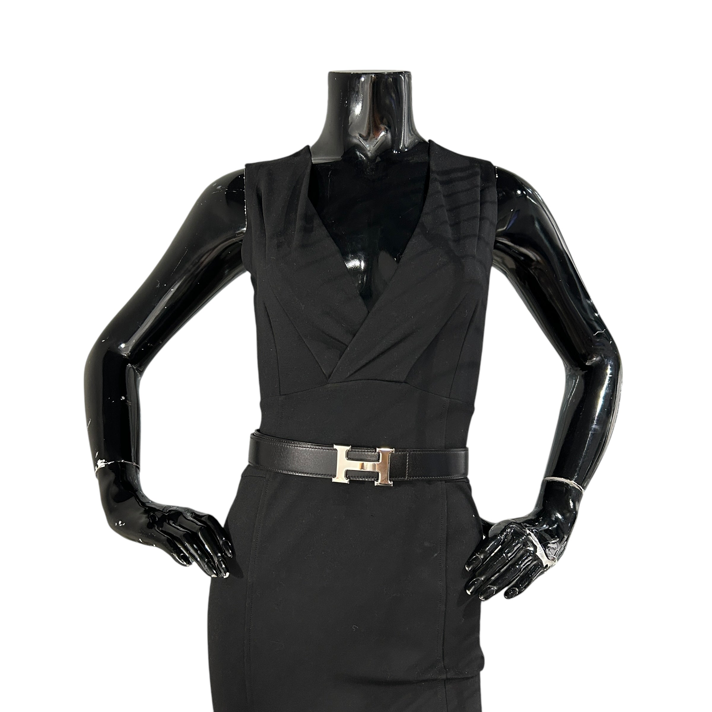 Reversible Black Calfskin/Chocolate Brown Togo H Belt w/PHW