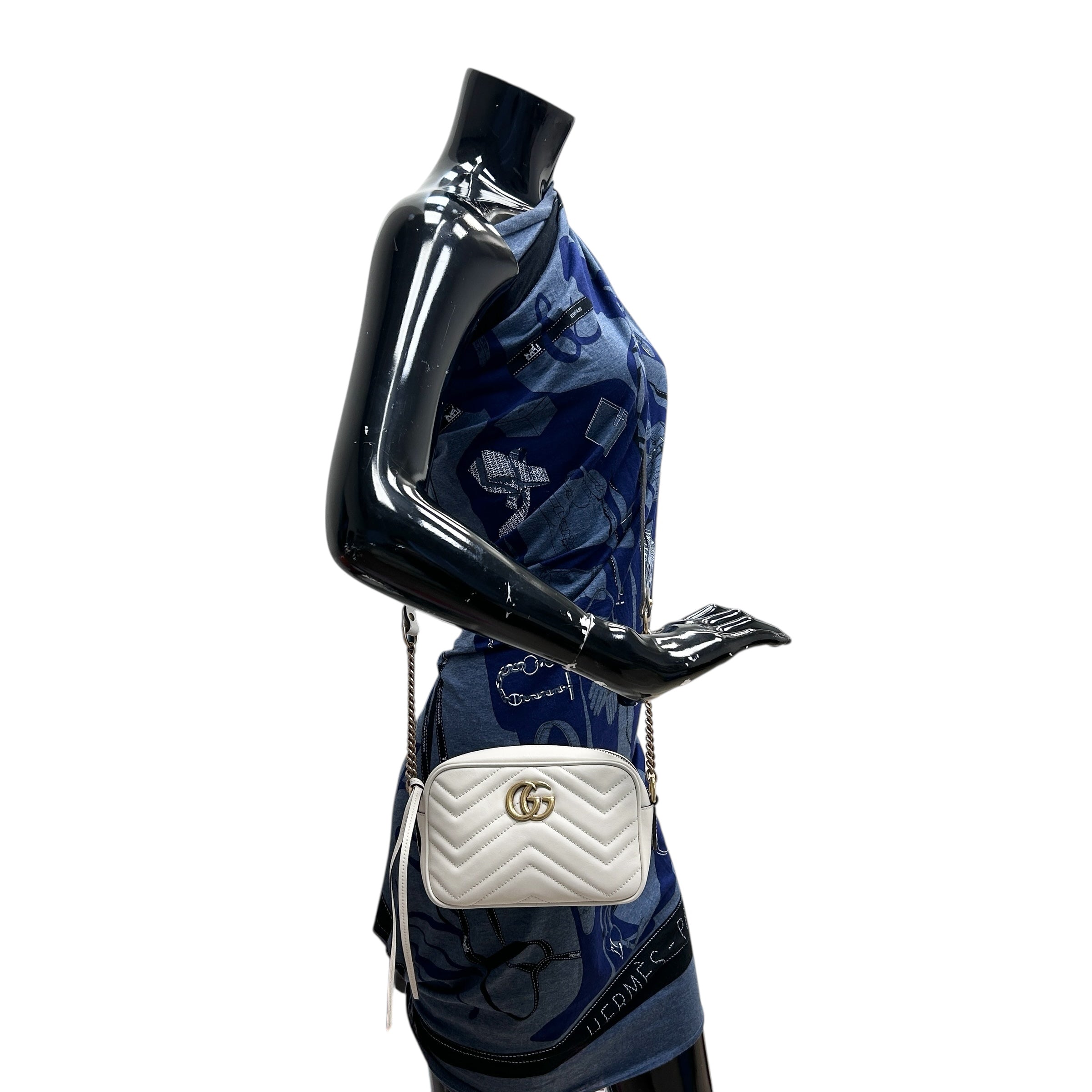 Off-White Quilted Leather Marmont Mini Camera Bag w/GHW