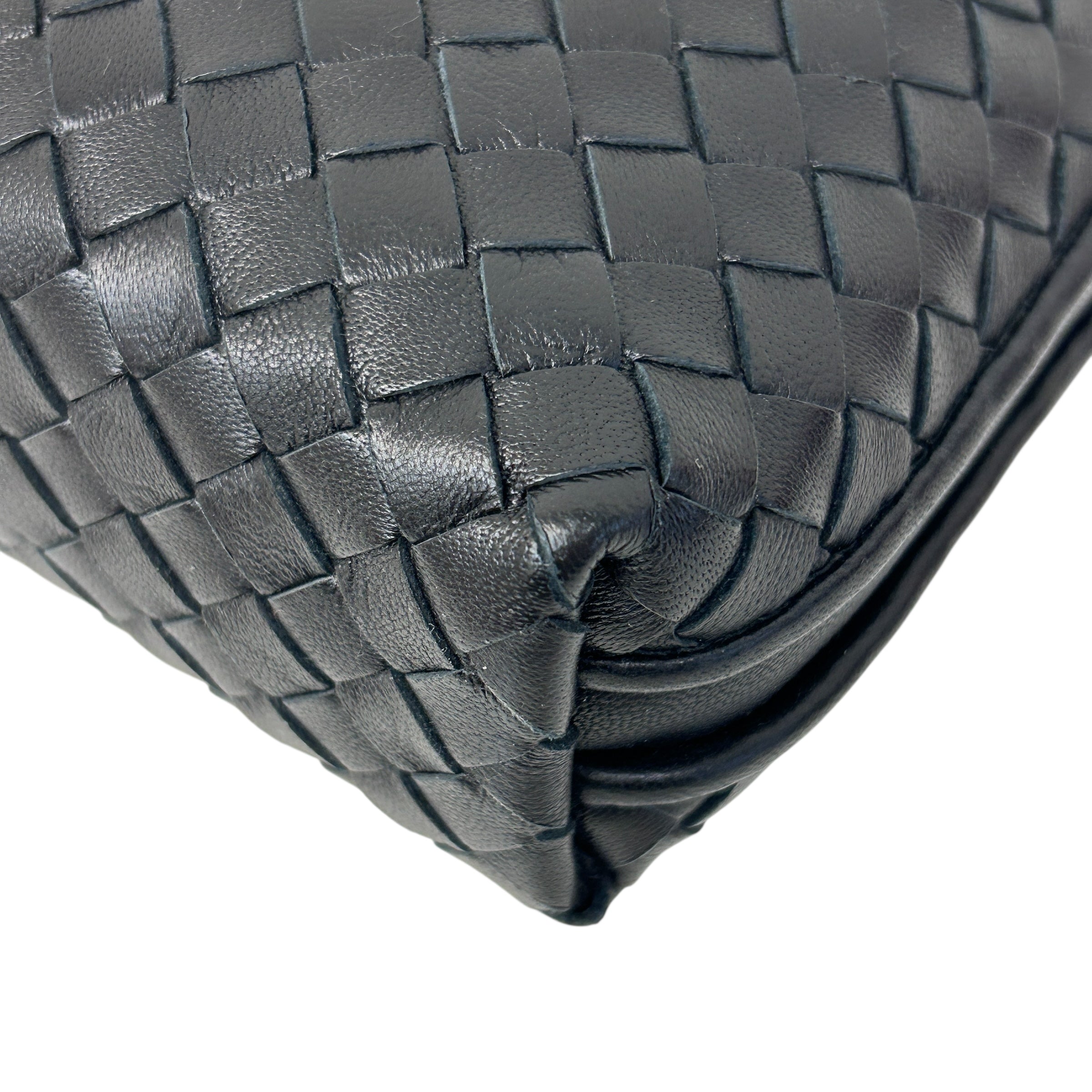 Black Intrecciato Woven Nappa Leather Nodini Crossbody Bag w/Gunmetal HW