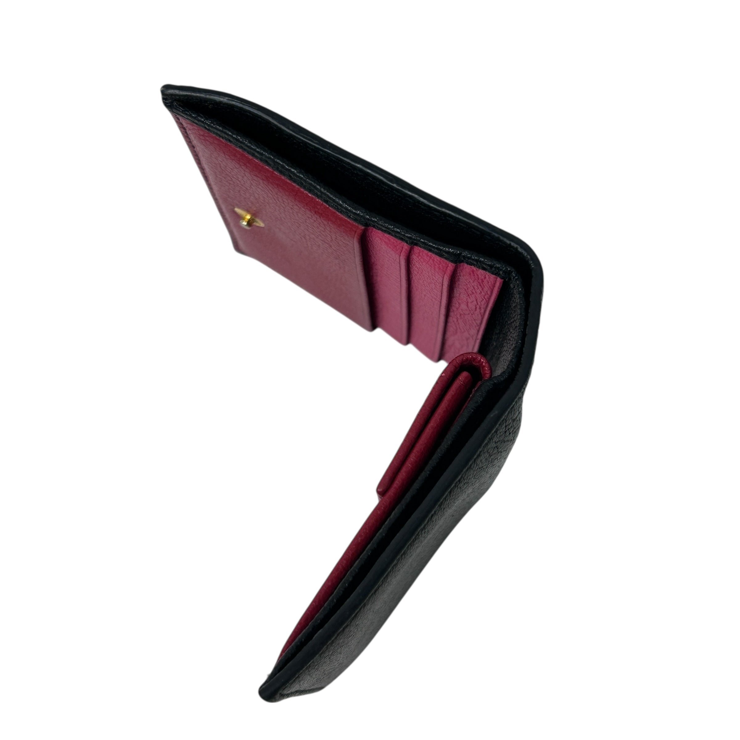 Vintage Black & Red Calfskin Bifold Wallet