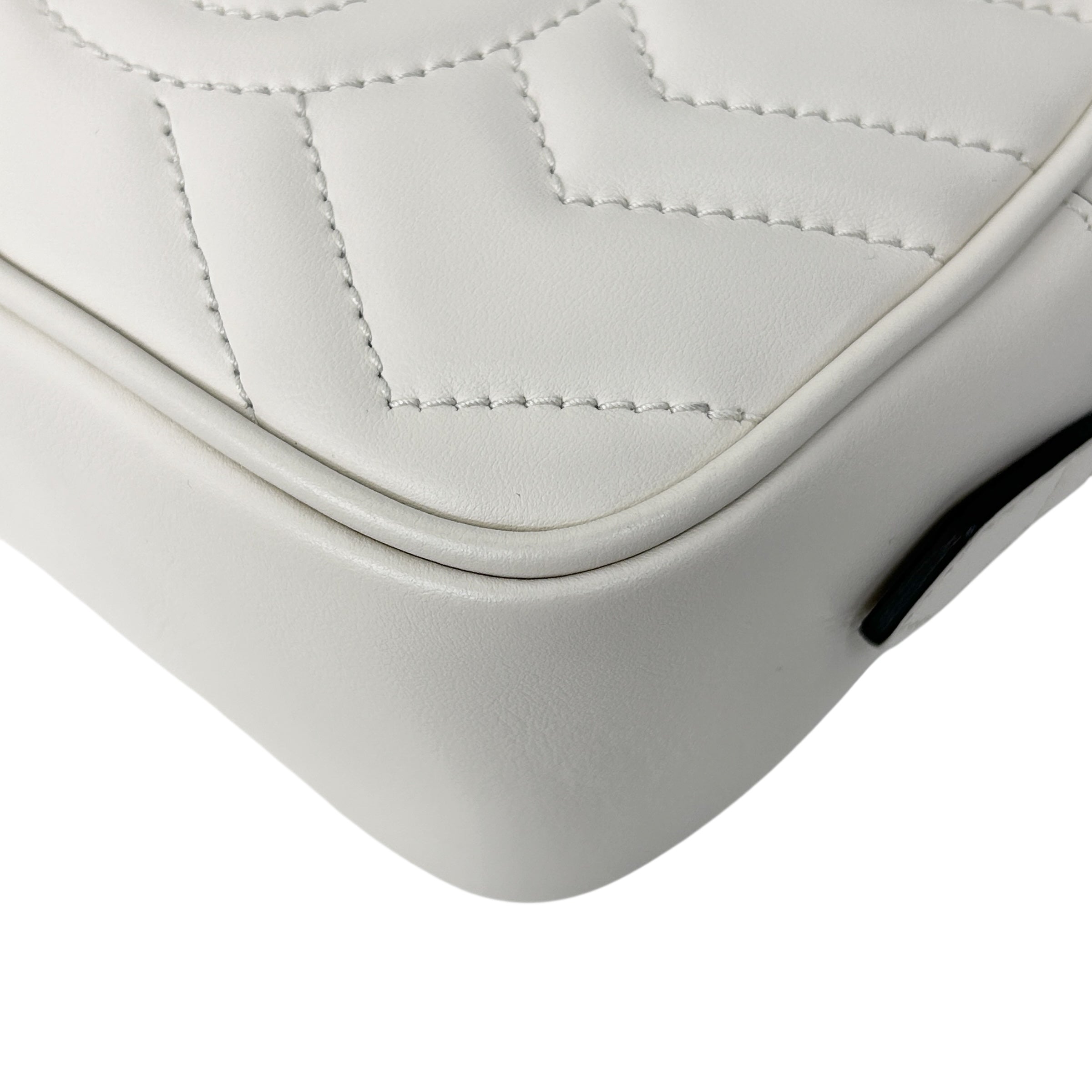 Off-White Quilted Leather Marmont Mini Camera Bag w/GHW