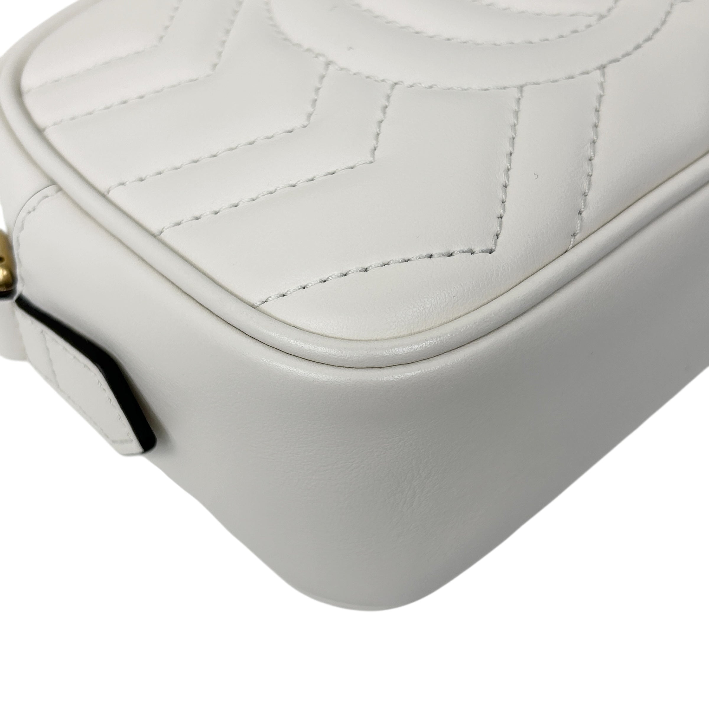 Off-White Quilted Leather Marmont Mini Camera Bag w/GHW