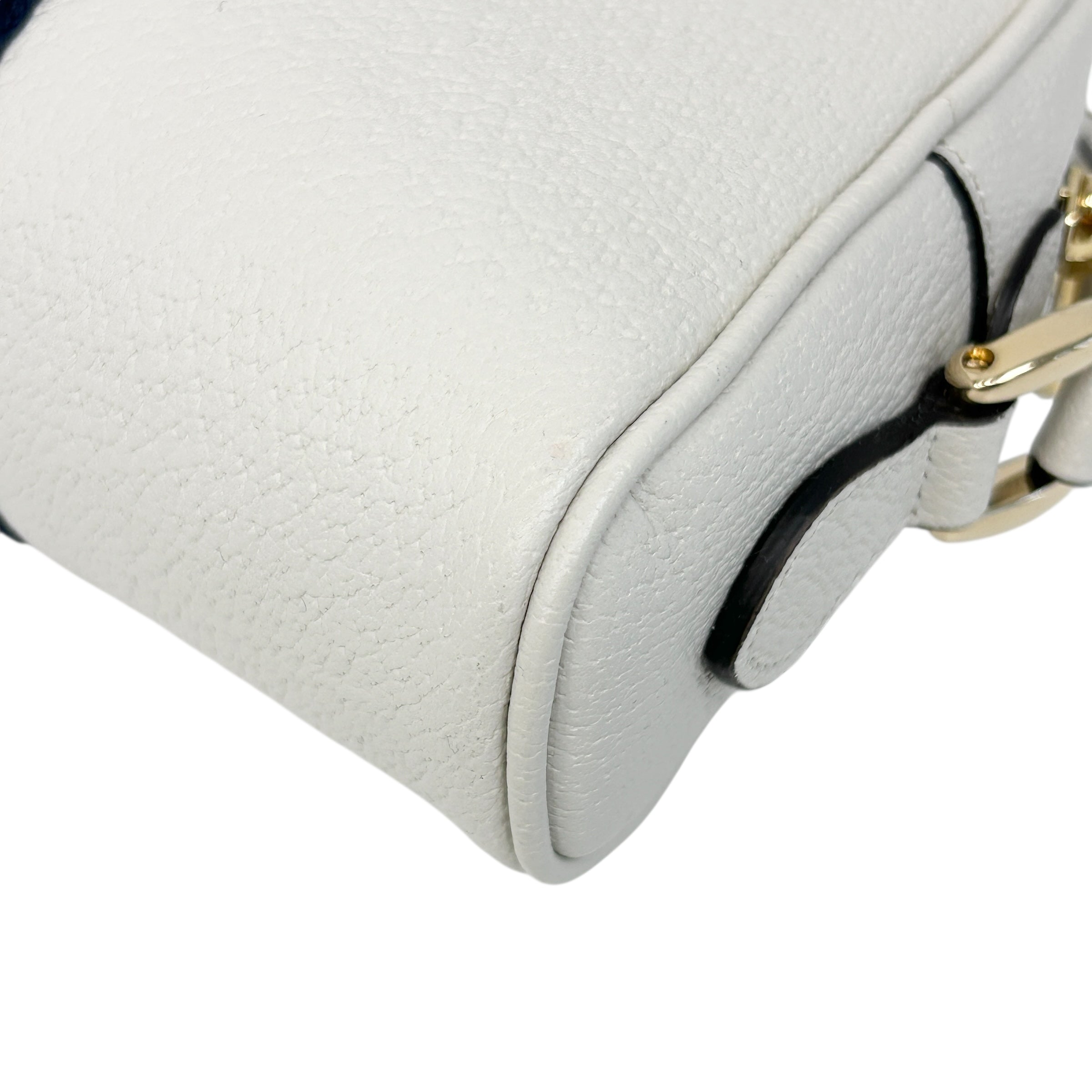 White Leather Mini Sylvie Web Ophidia Crossbody Bag w/GHW