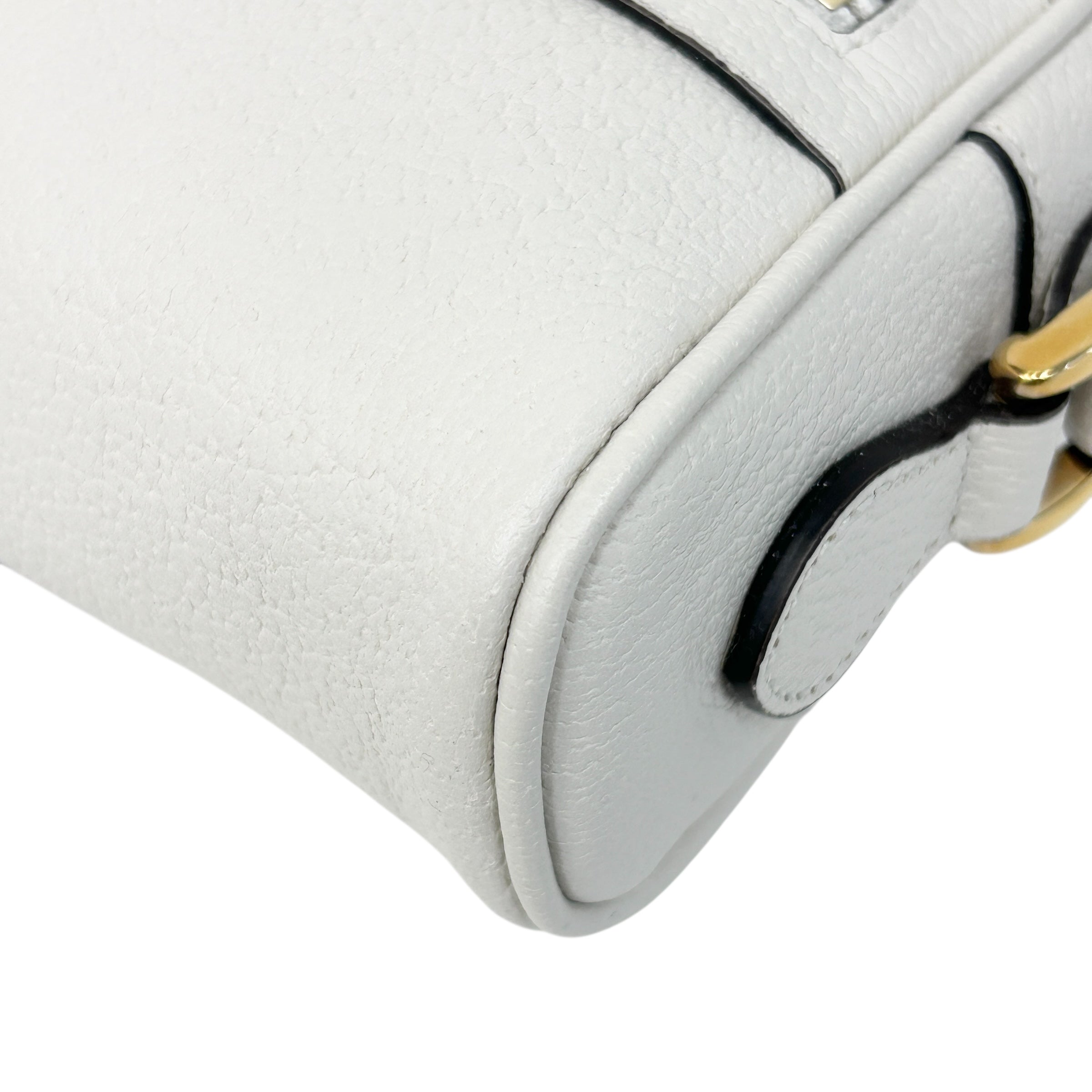 White Leather Mini Sylvie Web Ophidia Crossbody Bag w/GHW