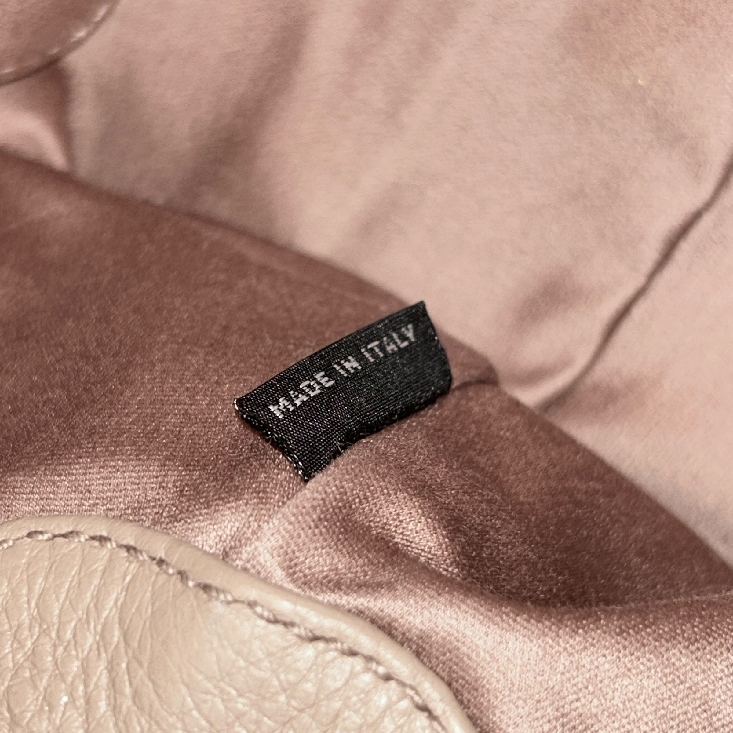 Beige Leather Pochette 2-Way Clutch Bag w/GHW