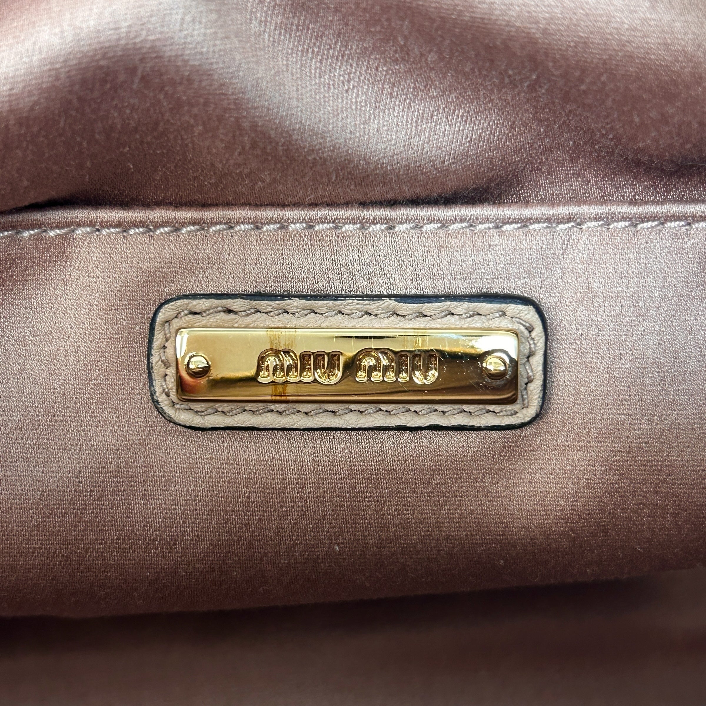 Beige Leather Pochette 2-Way Clutch Bag w/GHW