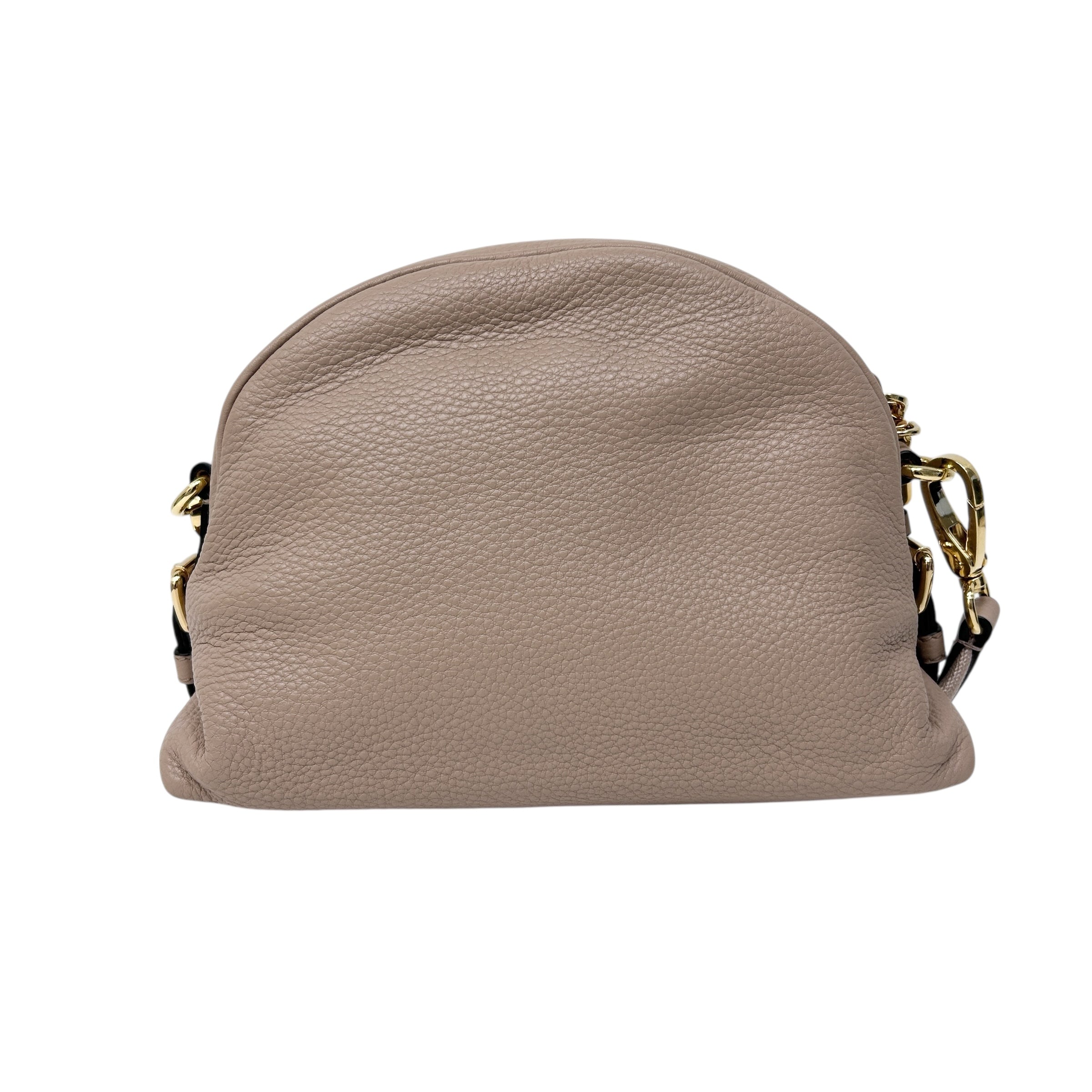 Beige Leather Pochette 2-Way Clutch Bag w/GHW