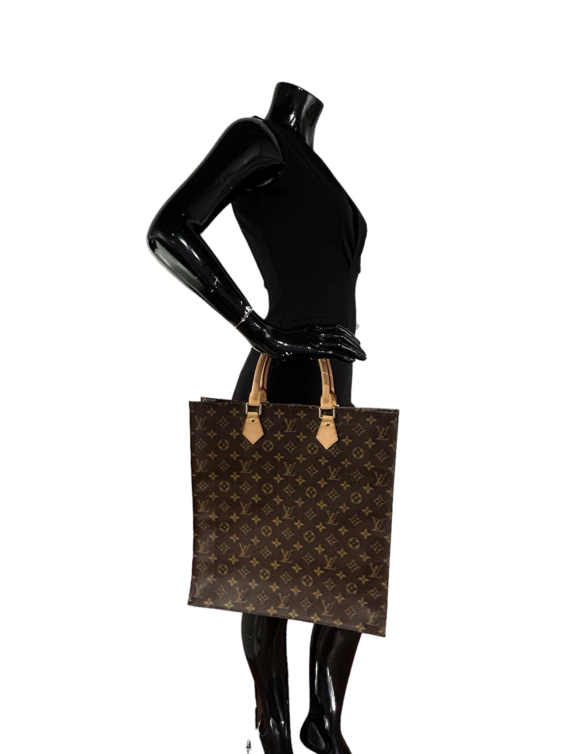 Monogram Coated Canvas Sac Plat Brown Bag w/GHW