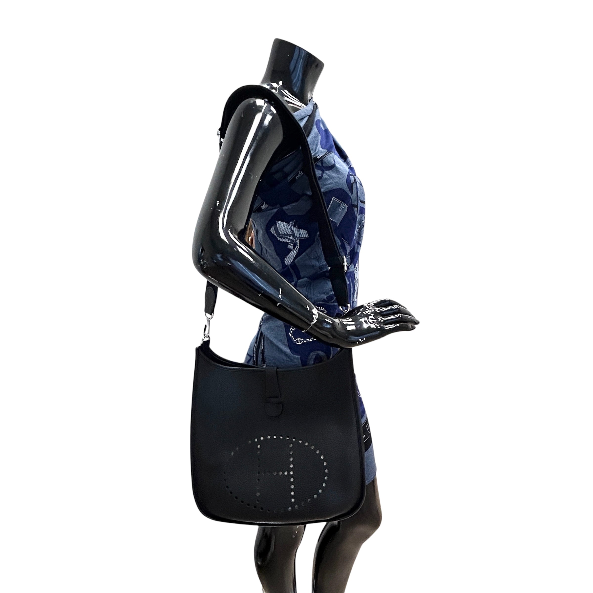 Black Clemence Leather Evelyne GM 33 Bag w/PHW